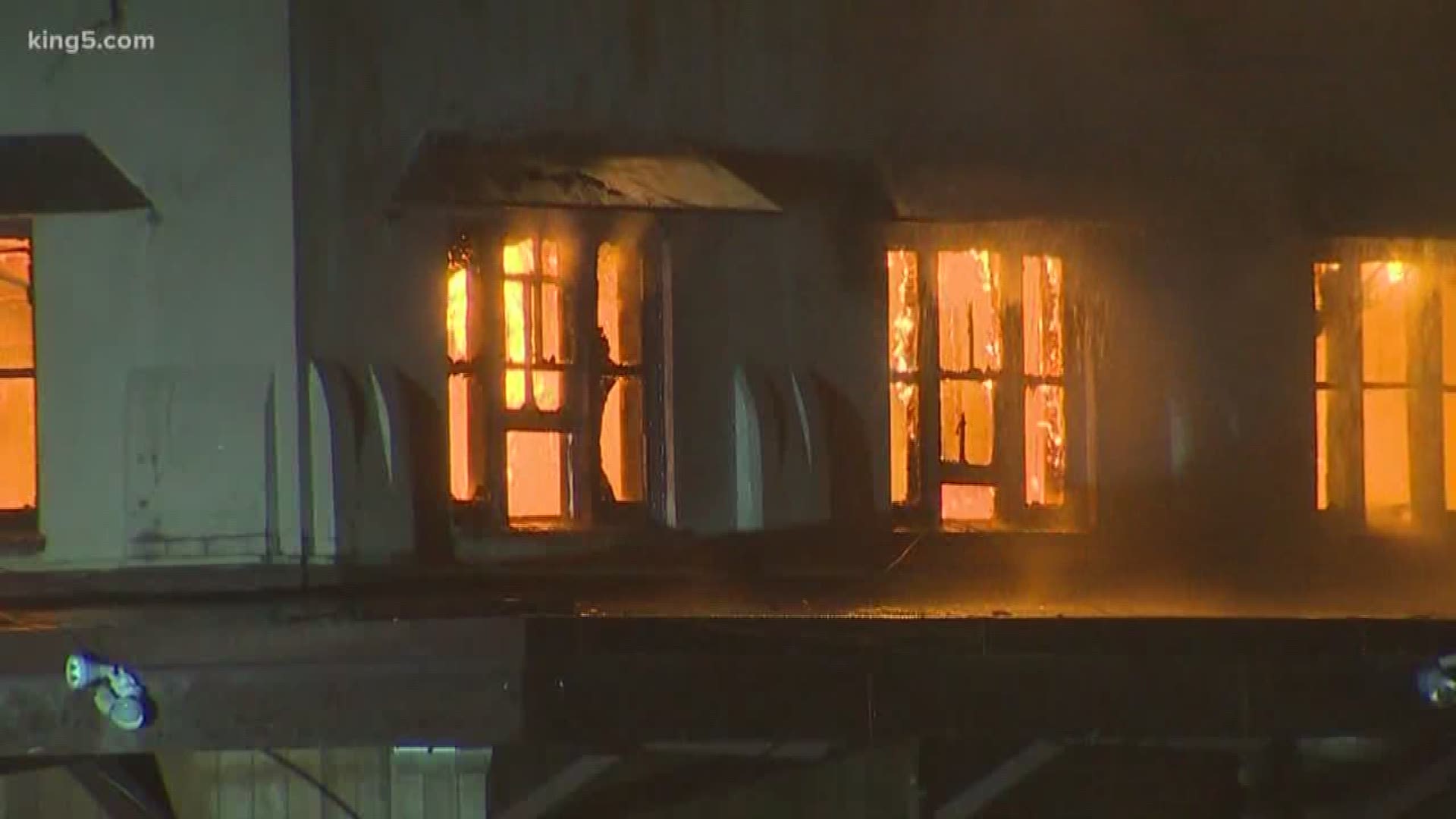 Massive fire burns at former Olympia Brewing complex in Tumwater