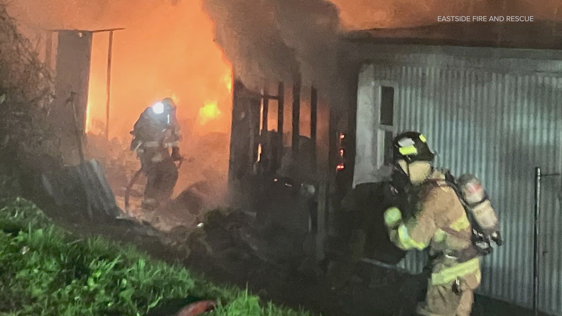 Firefighters in Bellevue were able to contain a fire that started in a large shed and spread to the back bedroom of a home overnight