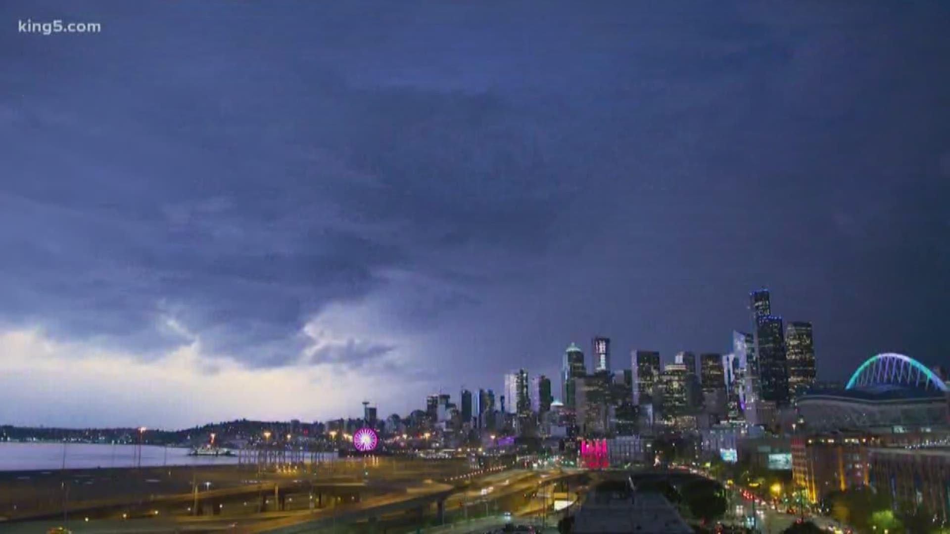 A cold front brought rain and lightning to western Washington Thursday night for the second time in a week.
