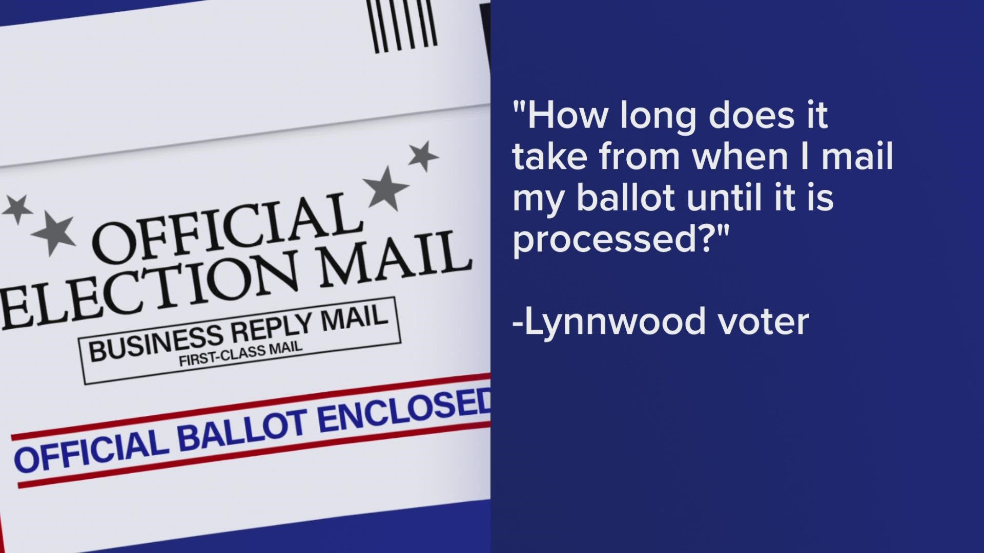 Once a ballot is received, it takes a day or two to be fully processed, before the results are stored until counted on election night.