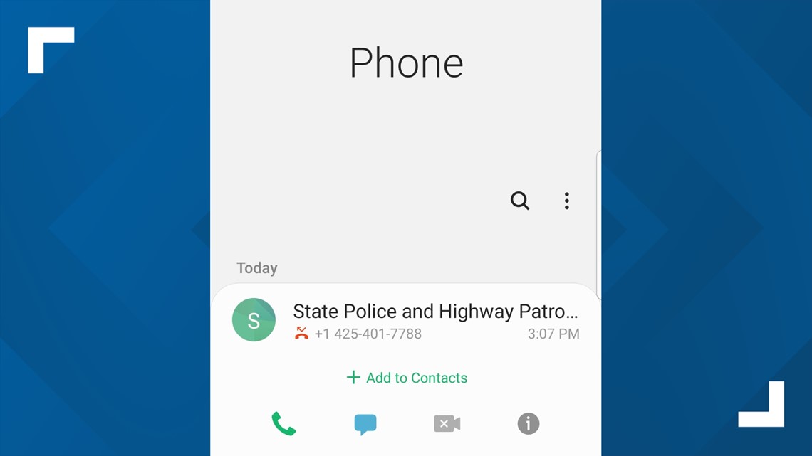 Spoofing scam using Washington State Patrol phone number