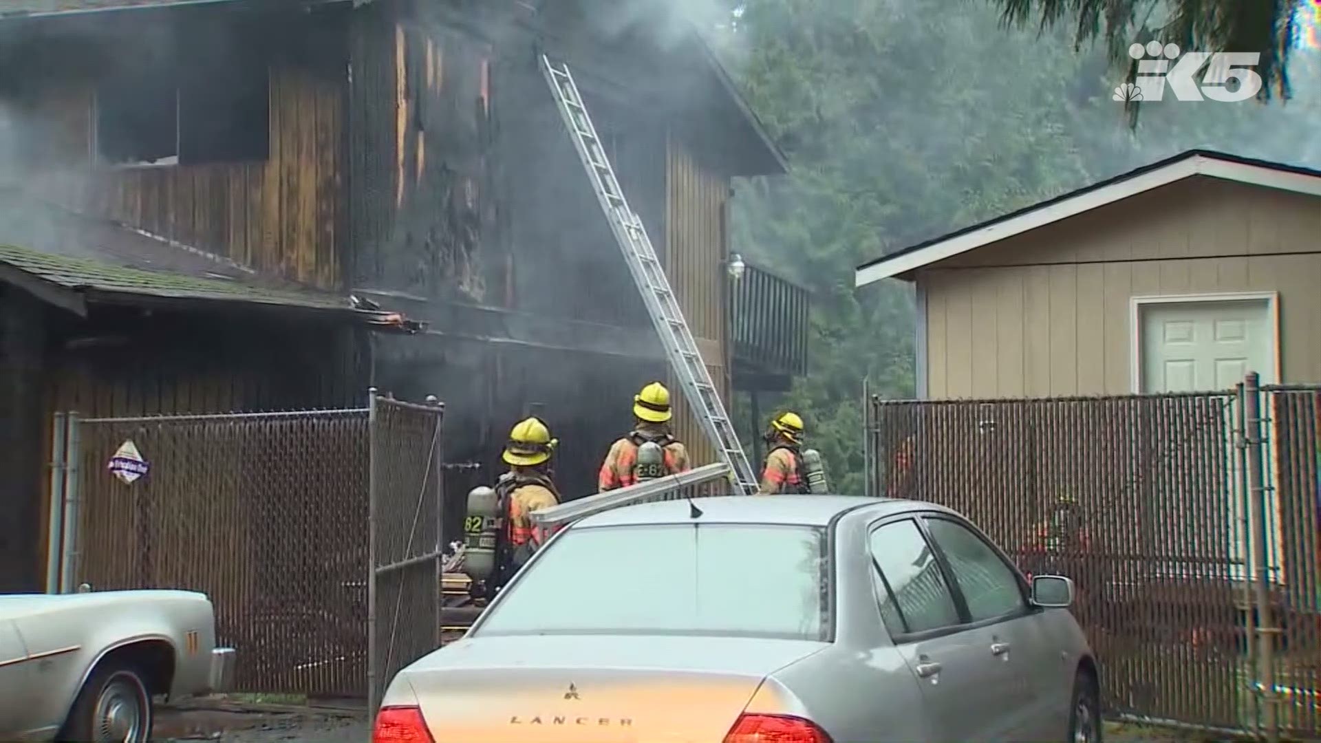 A home where an 85-year-old woman assaulted her roommates caught fire on Dec. 30.