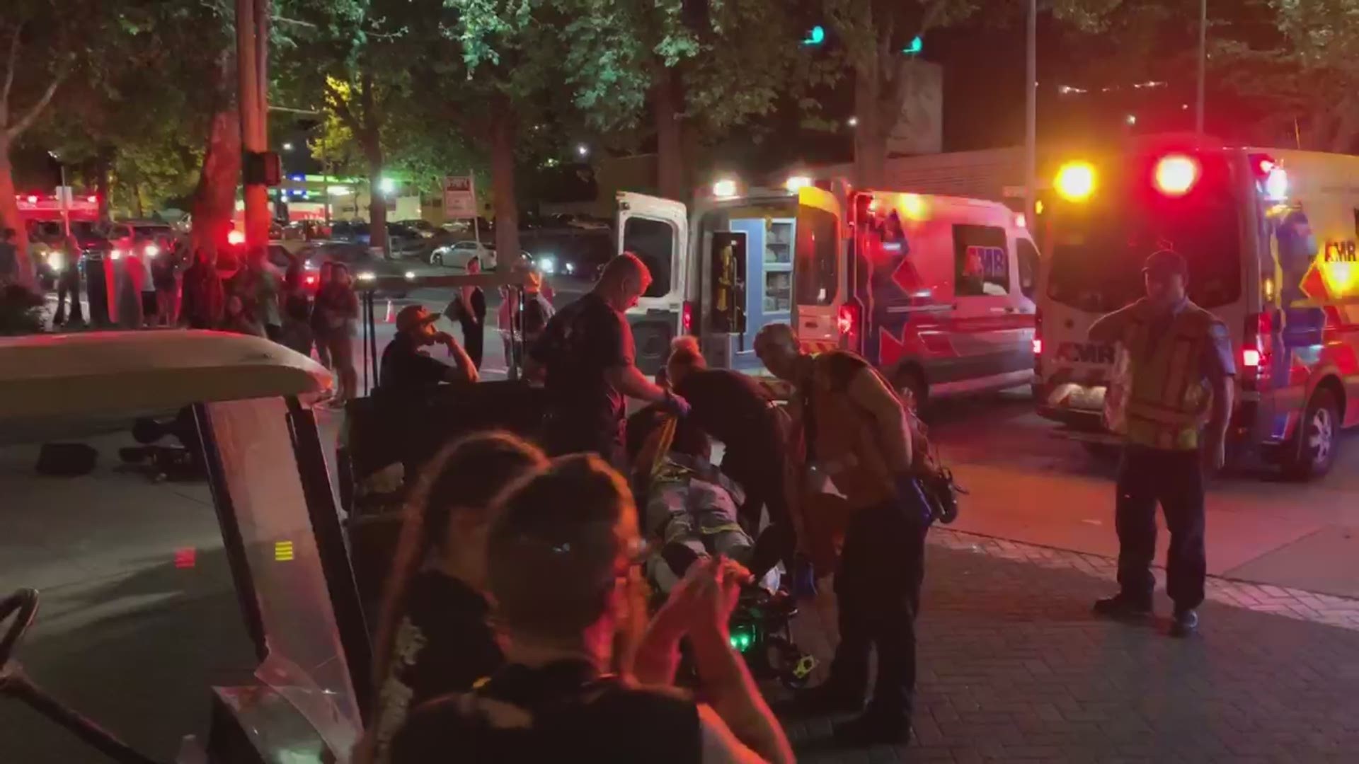 Raw video shows the scene after a stage barricade collapsed at Seattle's Bumbershoot music festival. Four people were hospitalized with minor injuries. The Seattle Fire Department said 25 people were evaluated for injuries.