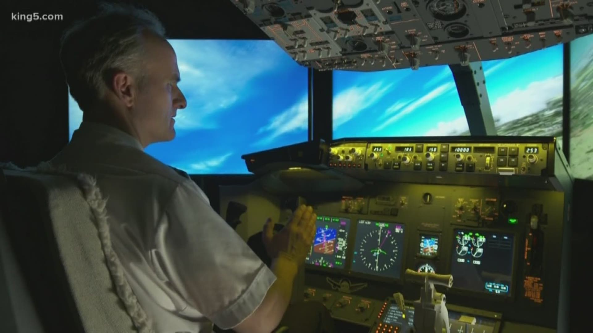 A flight instructor in a Boeing 737 simulator shows what it may have been like in the cockpit before the deadly crash of an Ethiopian Airlines flight on Sunday.