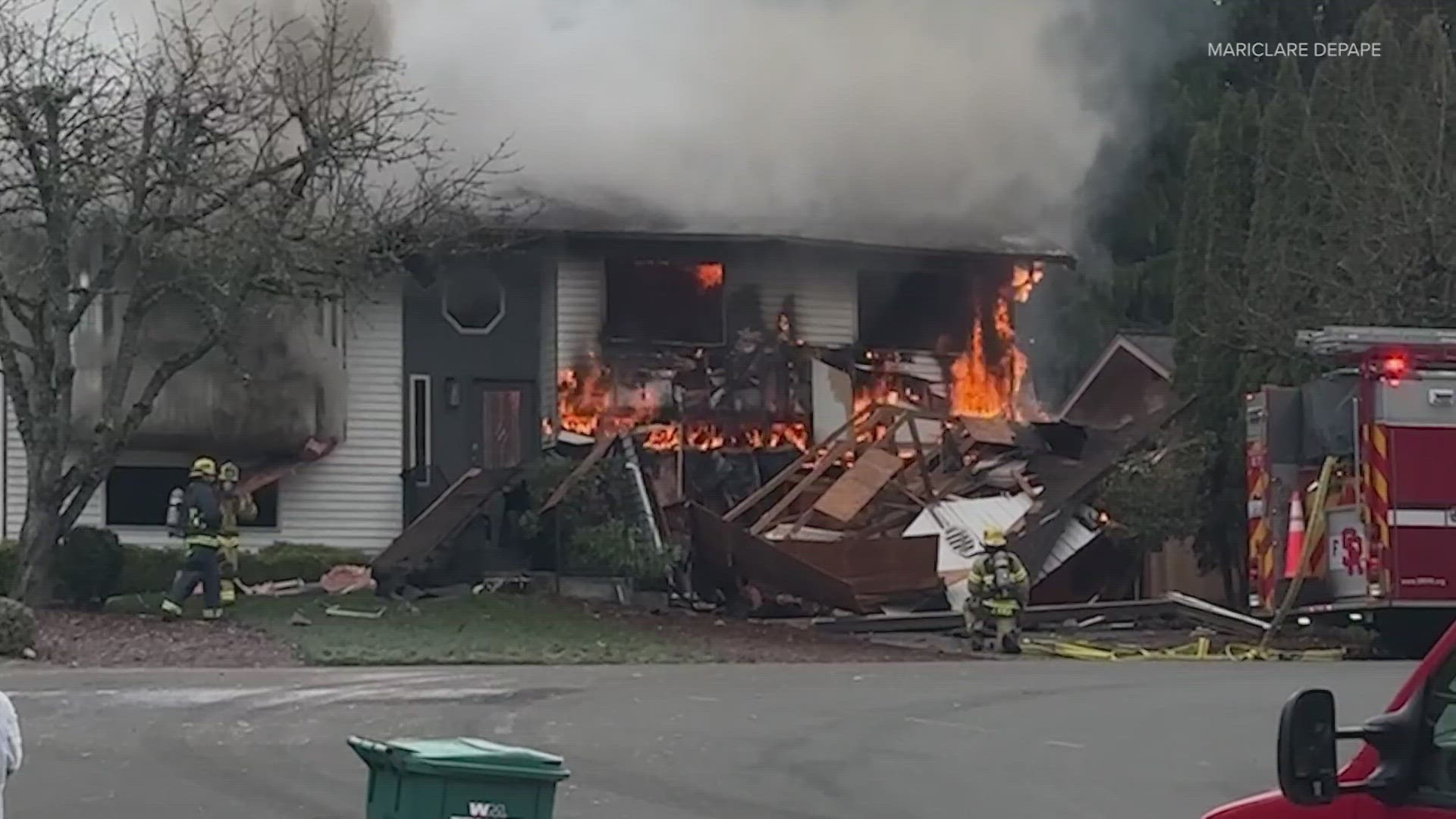 Fire crews said the homeowners moved in two days before a suspected gas explosion destroyed their home.