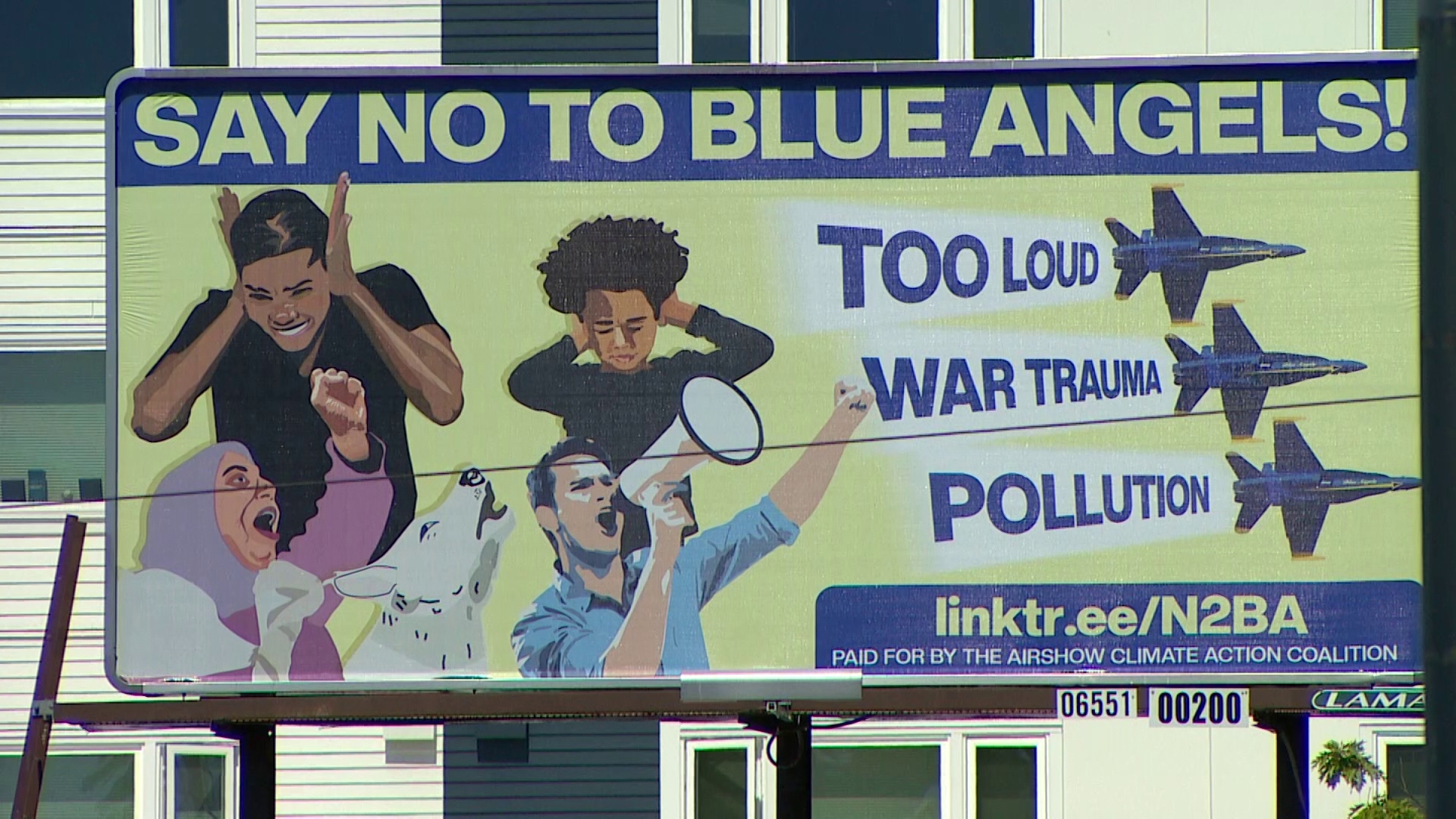 A new billboard campaign in South Seattle urges the removal of Blue Angels from Seafair, citing veterans' trauma and calls for more sustainable events.