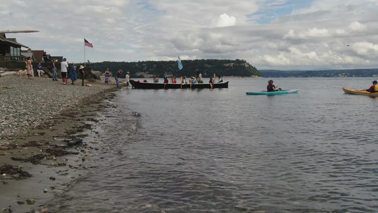 Watch: Snohomish Tribe's canoe journey to native homeland