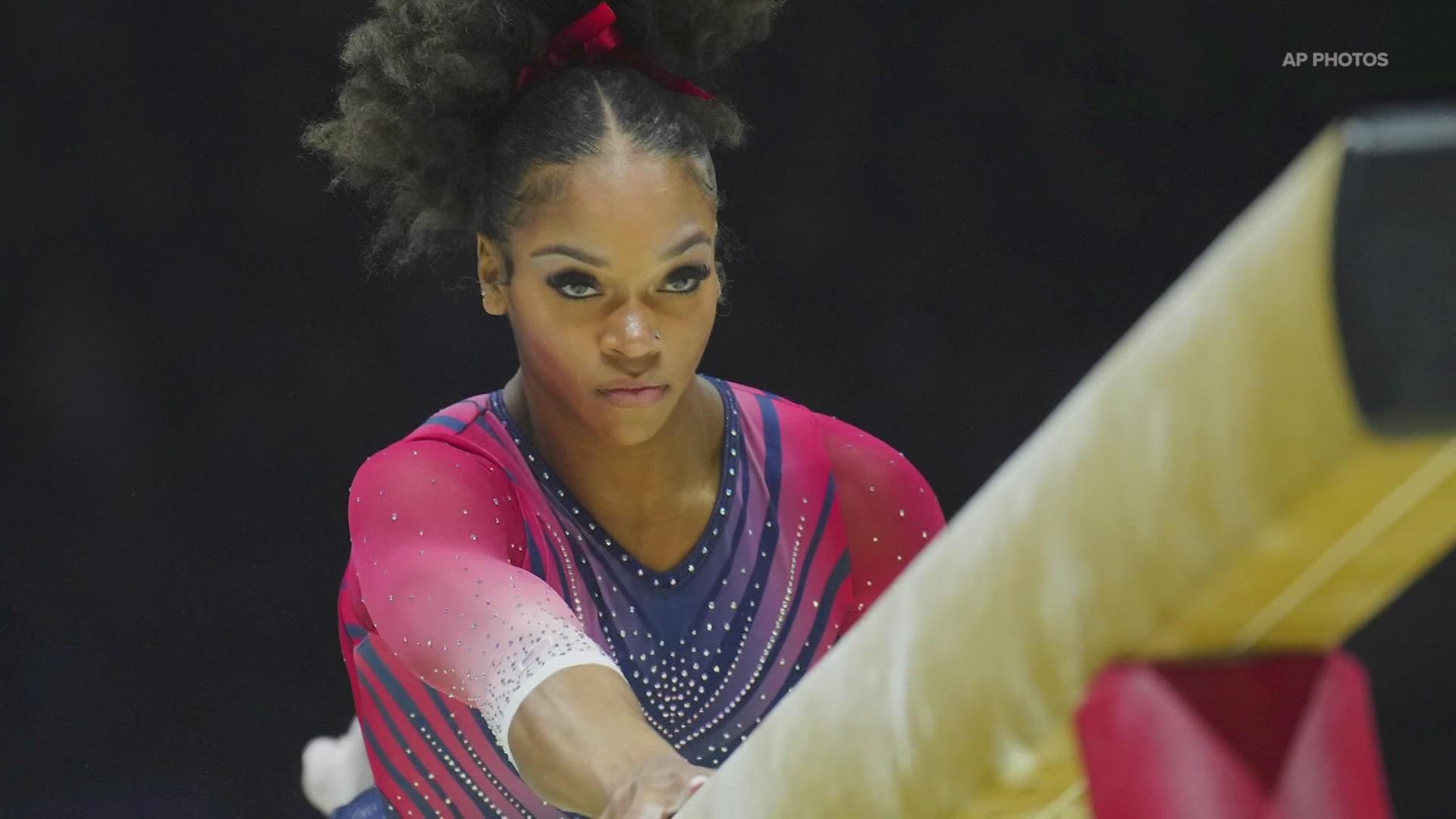 A gymnast from Auburn is getting quite the reception tonight as she returns home with not one but three world medals.