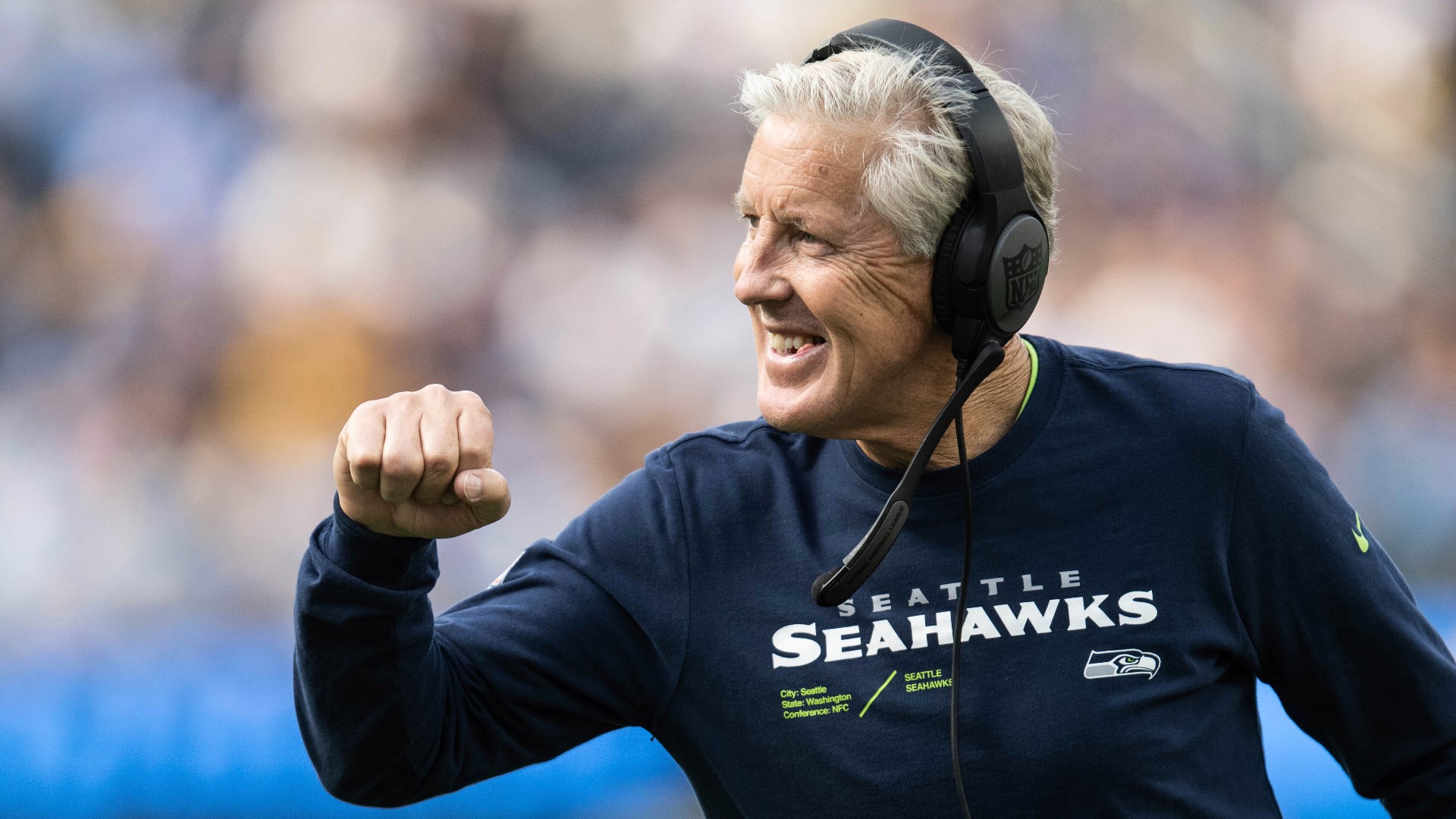 The longtime Seahawks coach thanked his wife, Glena, and his kids for their role in his 14-year tenure with the Seattle franchise.