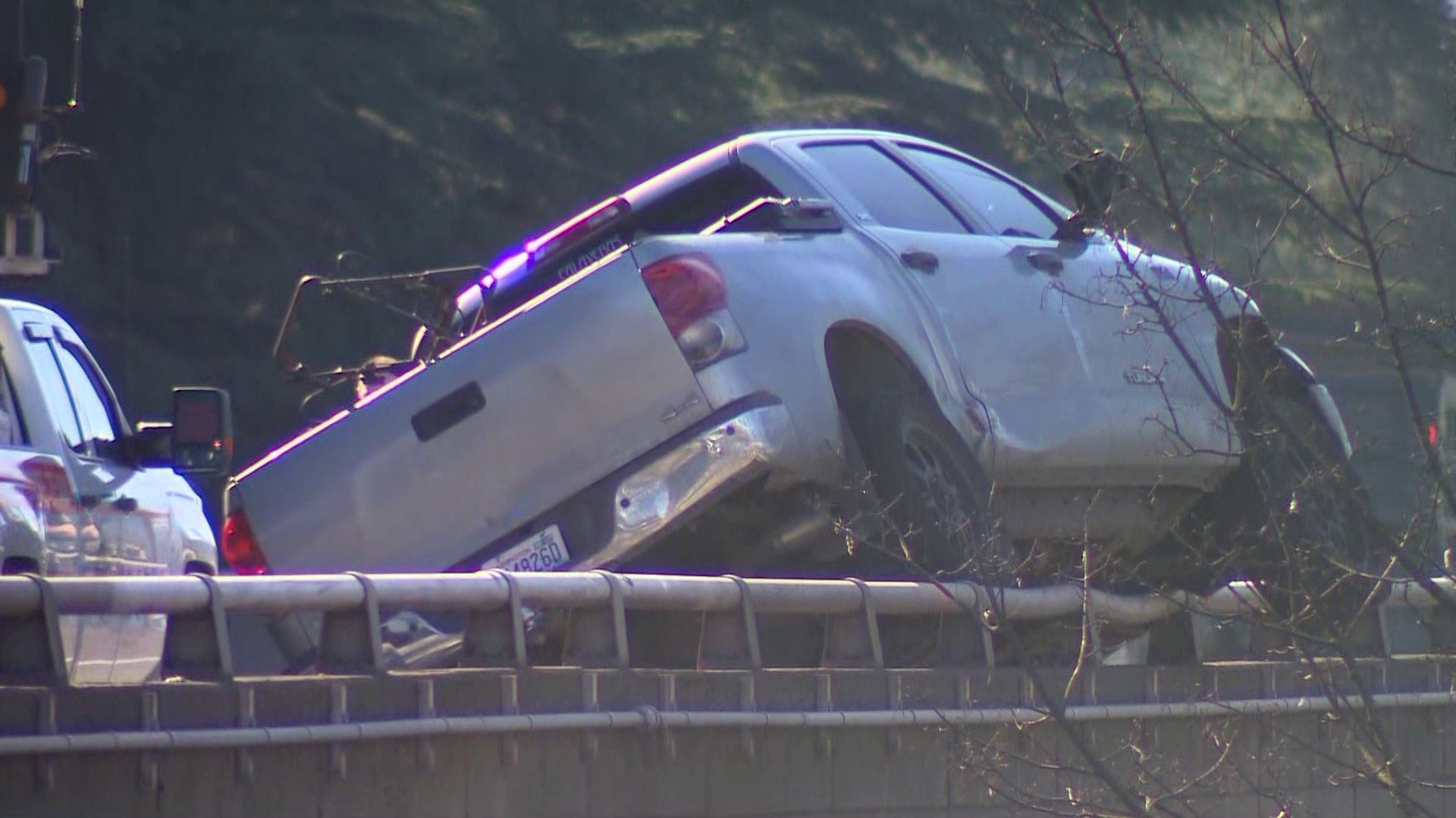 One person died after an accident sent their vehicle onto a concrete barrier on Interstate 5 in downtown Seattle Monday morning.