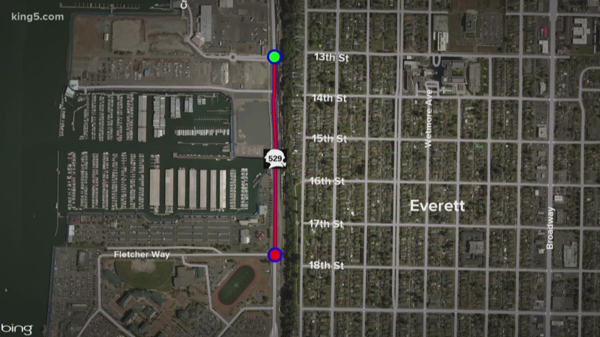 The City of Everett will close all five lanes of West Marine View Drive for 10 days starting tomorrow through Thursday, September 26th.
