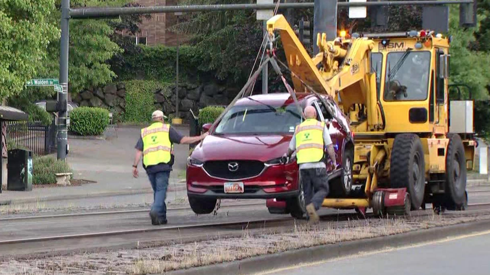 On June 2 a vehicle drove onto the elevated tracks of the light-rail line near Mount Baker station. Crews removed the vehicle by towing it back along the tracks.