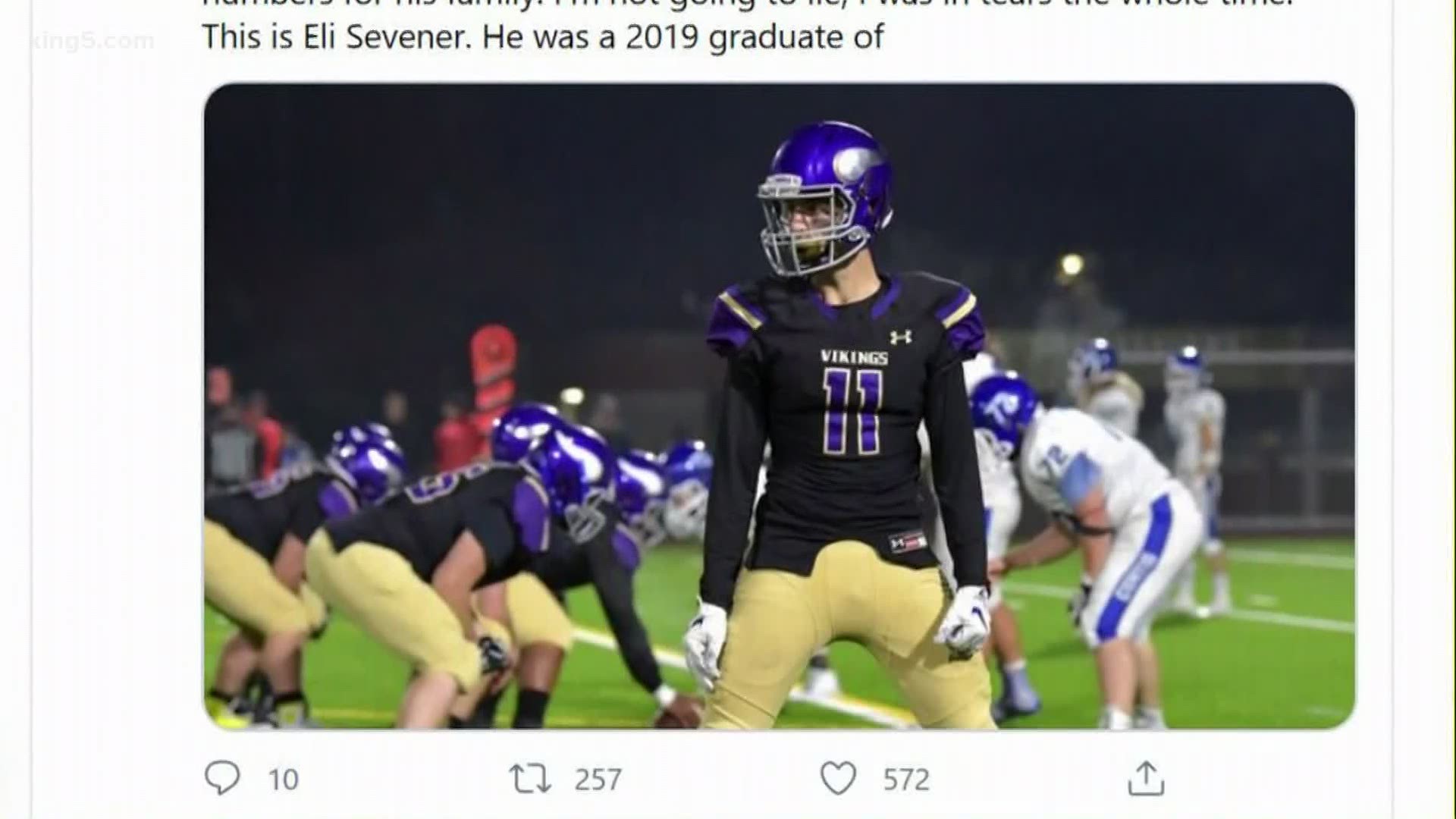 Eli Sevener played football and baseball and graduated in 2019.