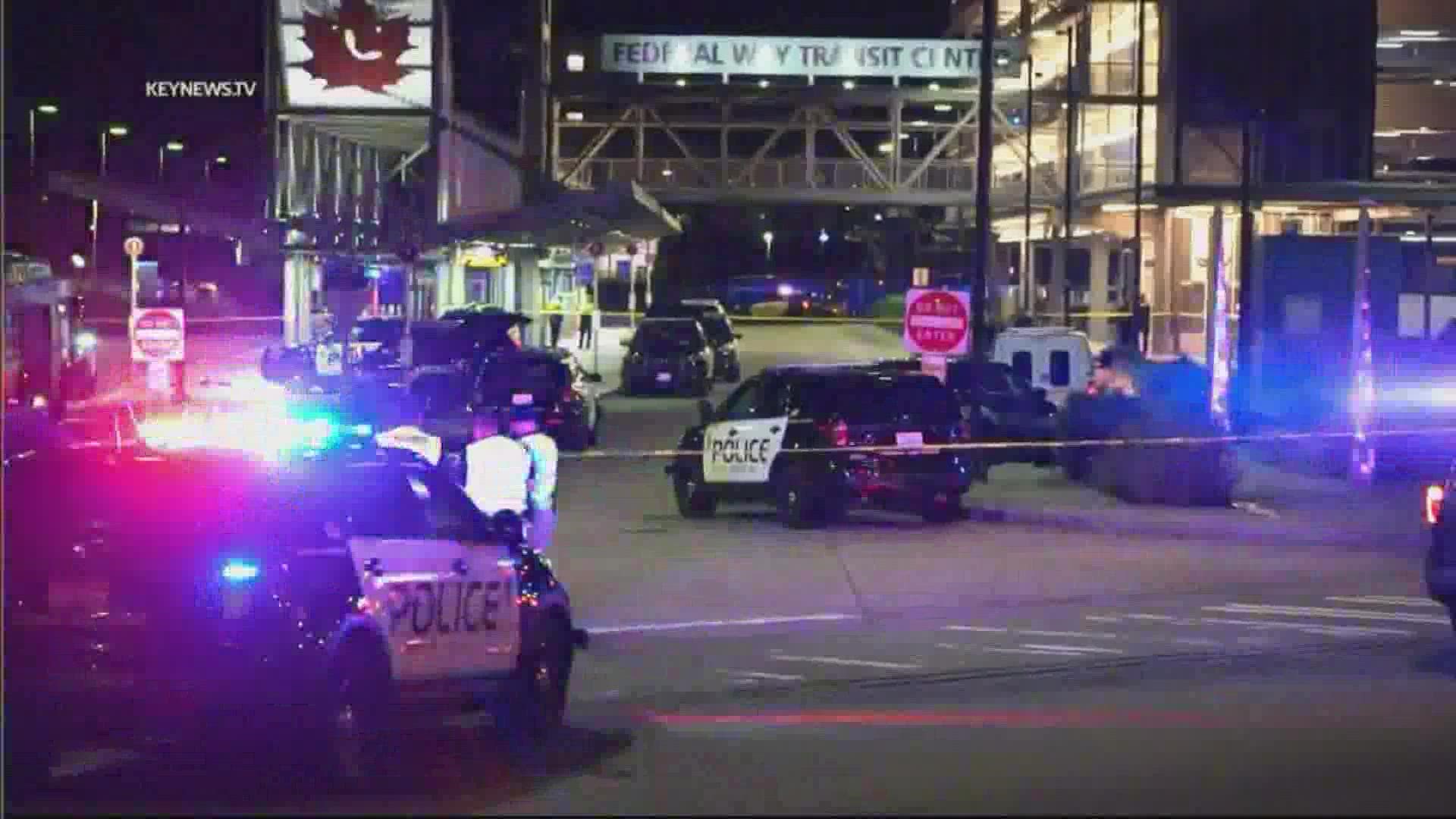 A man armed with a knife was shot and killed at the Federal Way Transit Center after police said he charged at officers Sunday night.