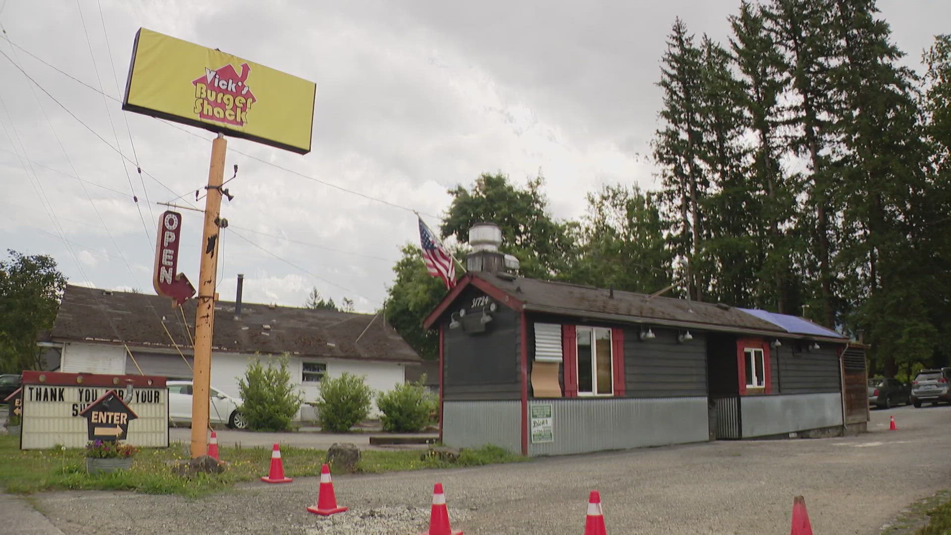 A fire severely damaged Vick's Burger Shack, leaving the family-run business without insurance coverage for losses.