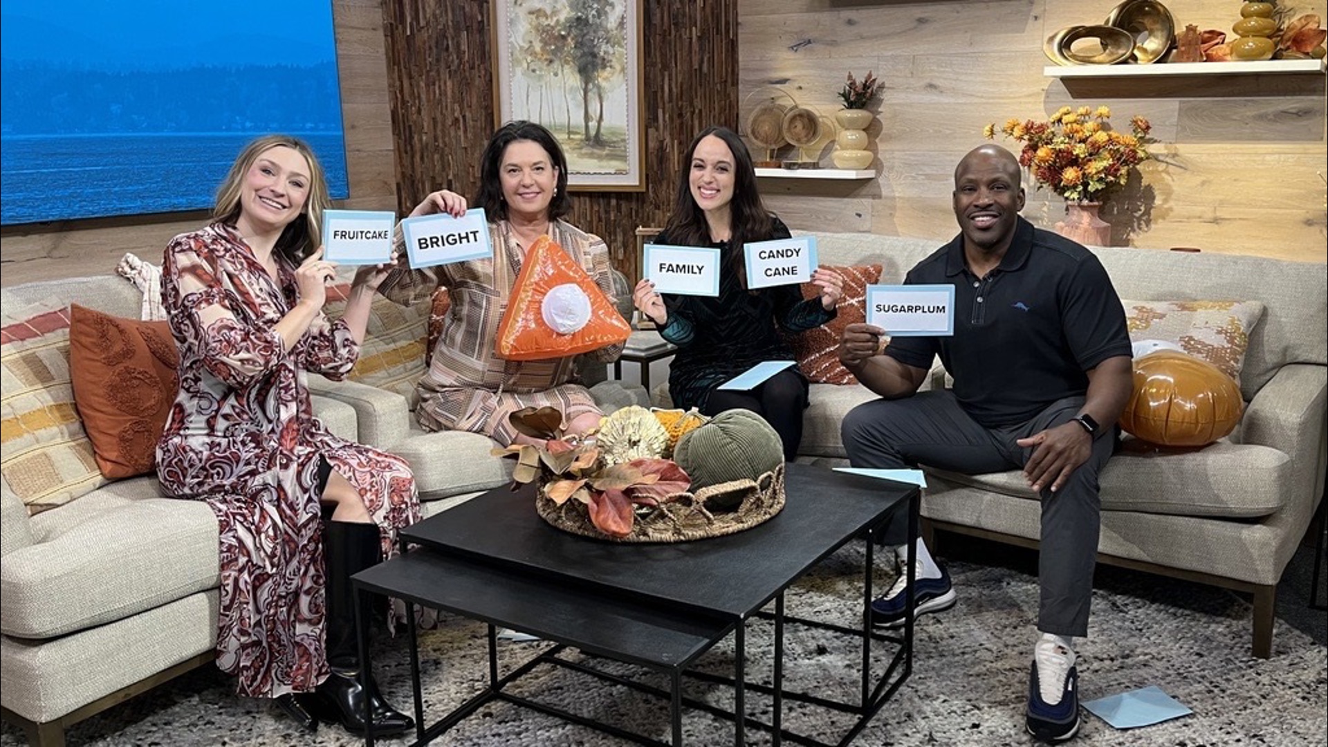 Suzie Wiley and Kelly Hanson try to guess holiday-themed words with Darcy Camden and Terry Hollimon in this special edition of Game On. #newdaynw