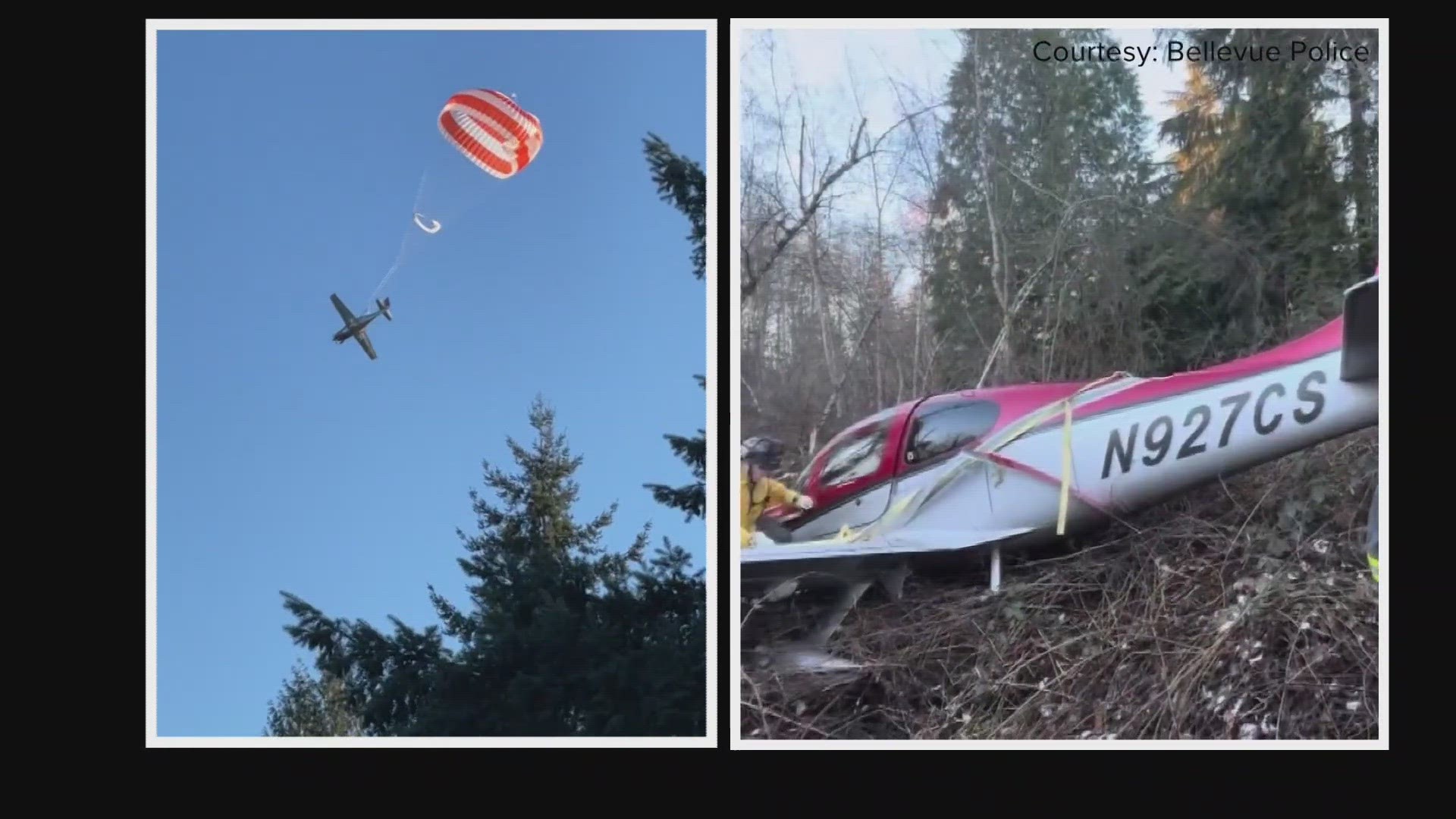 The plane ended up in a wooded area near the Olympic Pipeline Trail. No injures were reported.