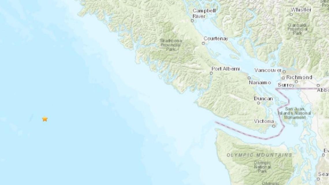 Magnitude 4.4 earthquake recorded off Vancouver Island