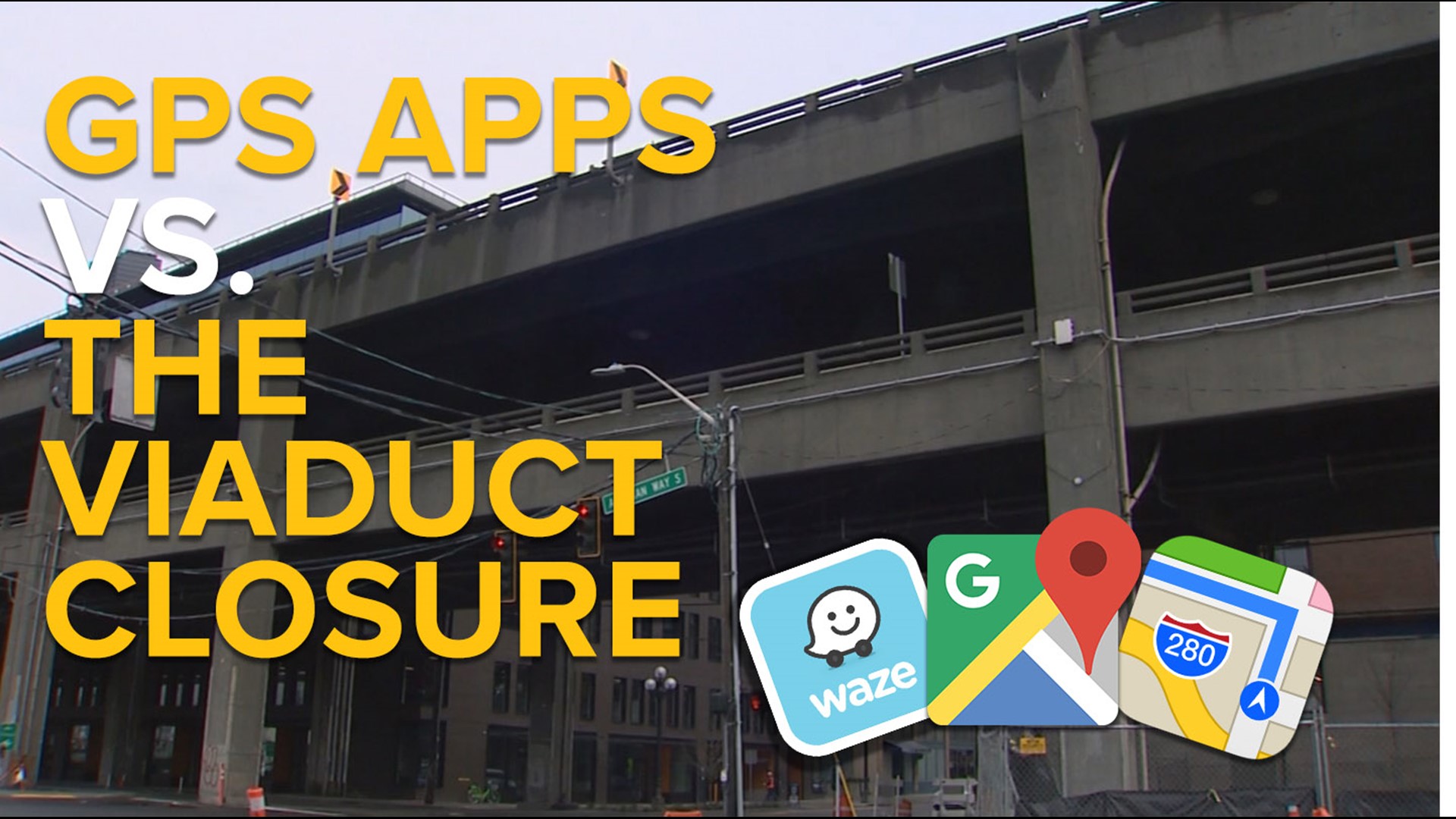 Jake Whittenberg and a couple of KING 5 producers test Waze, Google Maps and Apple Maps to see which one can navigate you around the closure best.