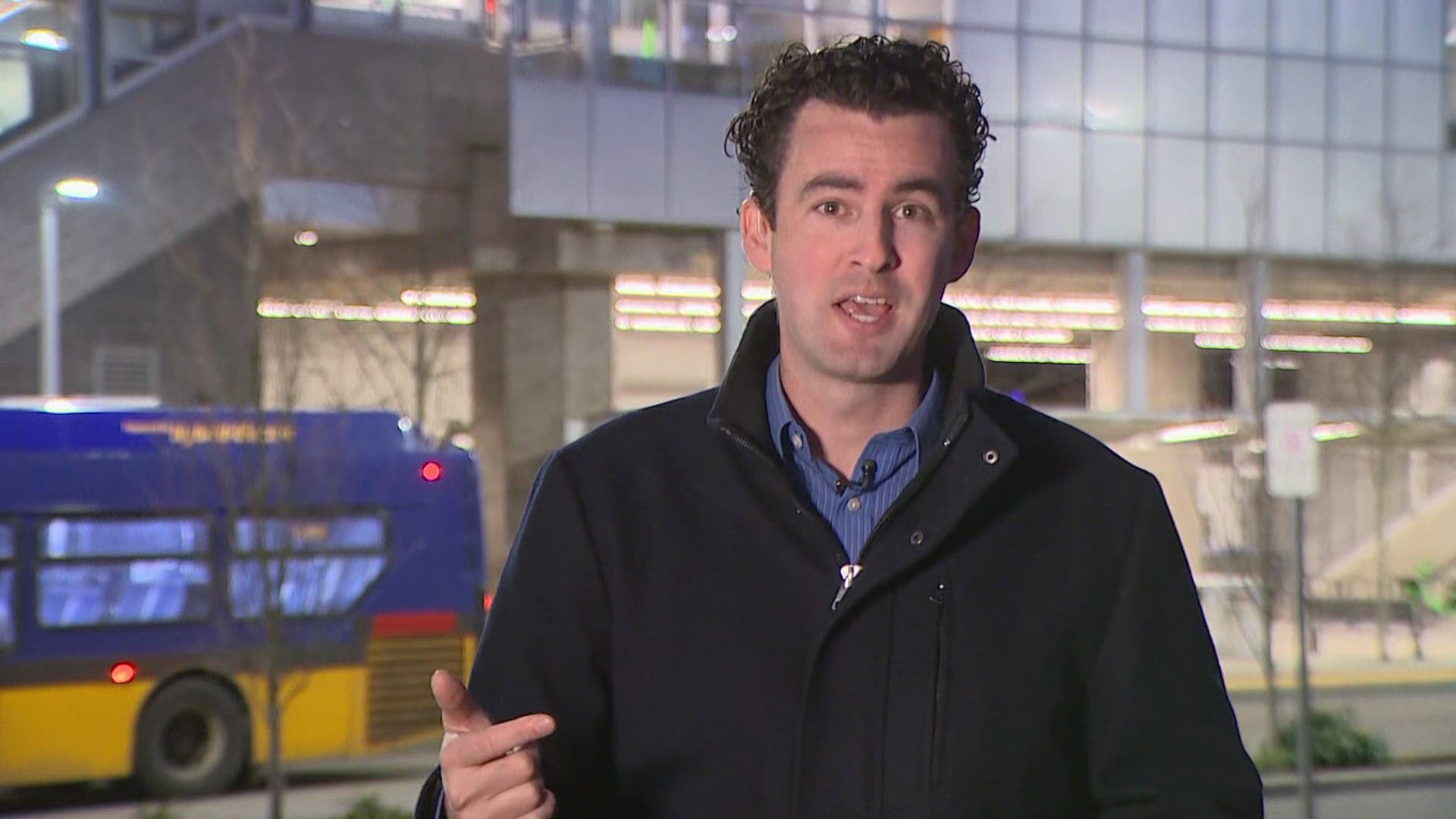 Police say a man was stabbed in Everett, then he boarded a bus and ended up at the Northgate transit station, from where an ambulance took him to the hospital.