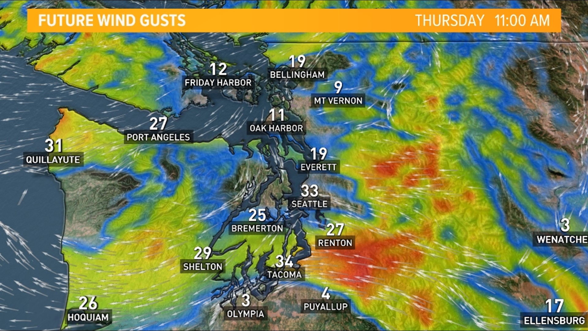 Timeline: Tracking strong winds Wednesday night and Thursday, Wind ...