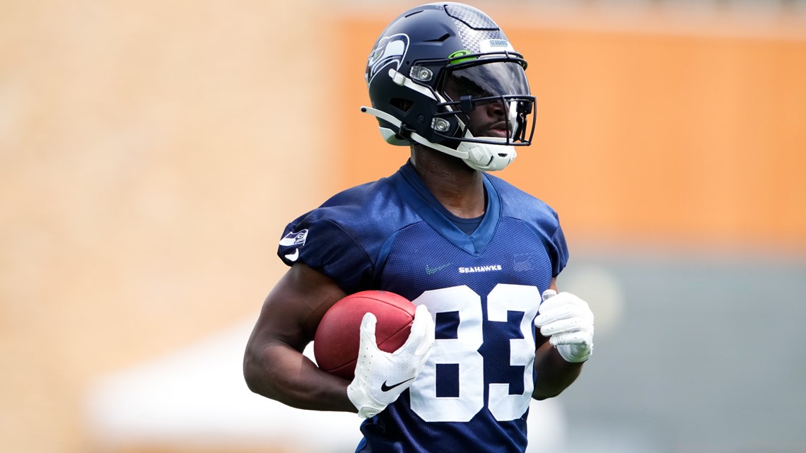 Seattle Seahawks wide receiver Dareke Young (83) gets set during an NFL  football game against the