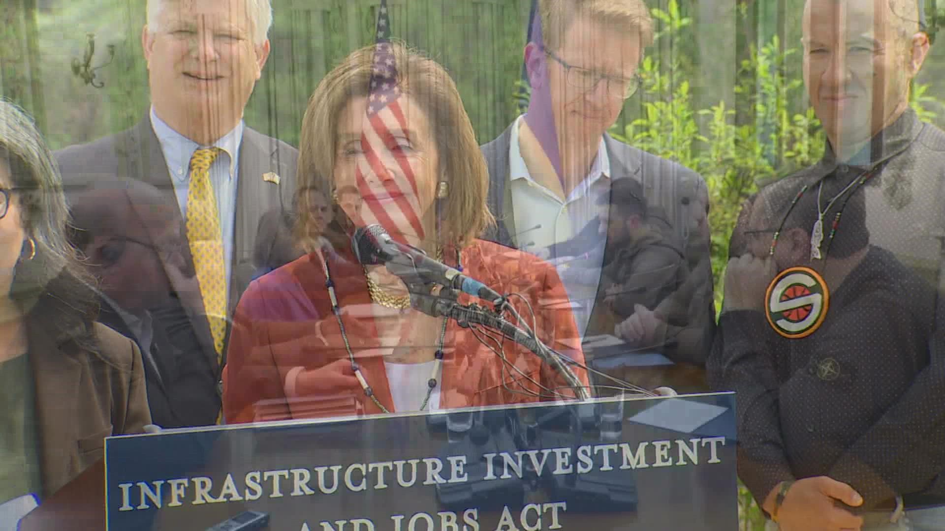 House Speaker Nancy Pelosi touched on the country's infrastructure and future projects in western Washington during her first trip to the South Sound on Wednesday.