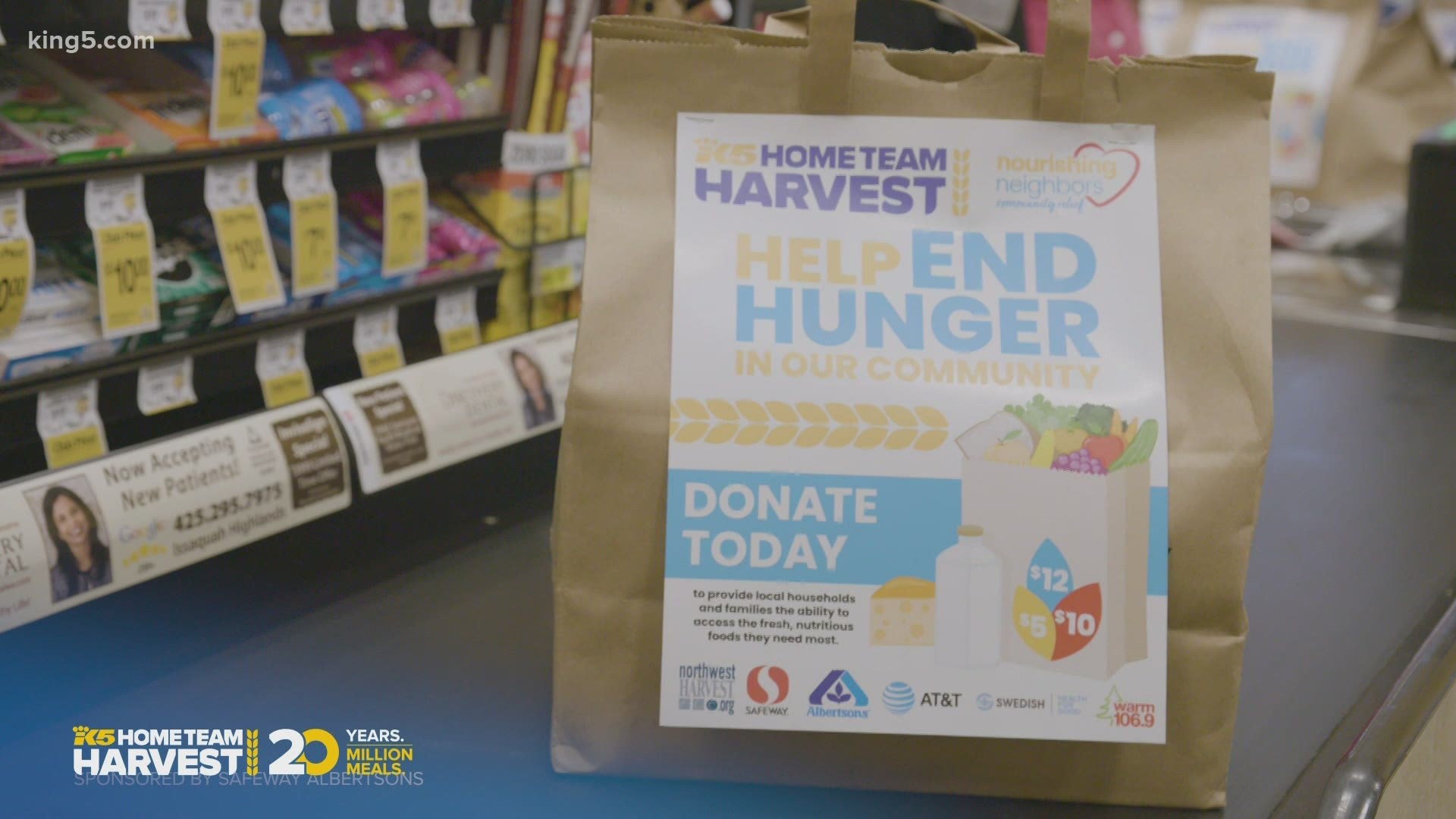 It's the 20th year for Home Team Harvest, a community effort to raise 20 million meals for Northwest Harvest. Sponsored by Safeway and Albertsons