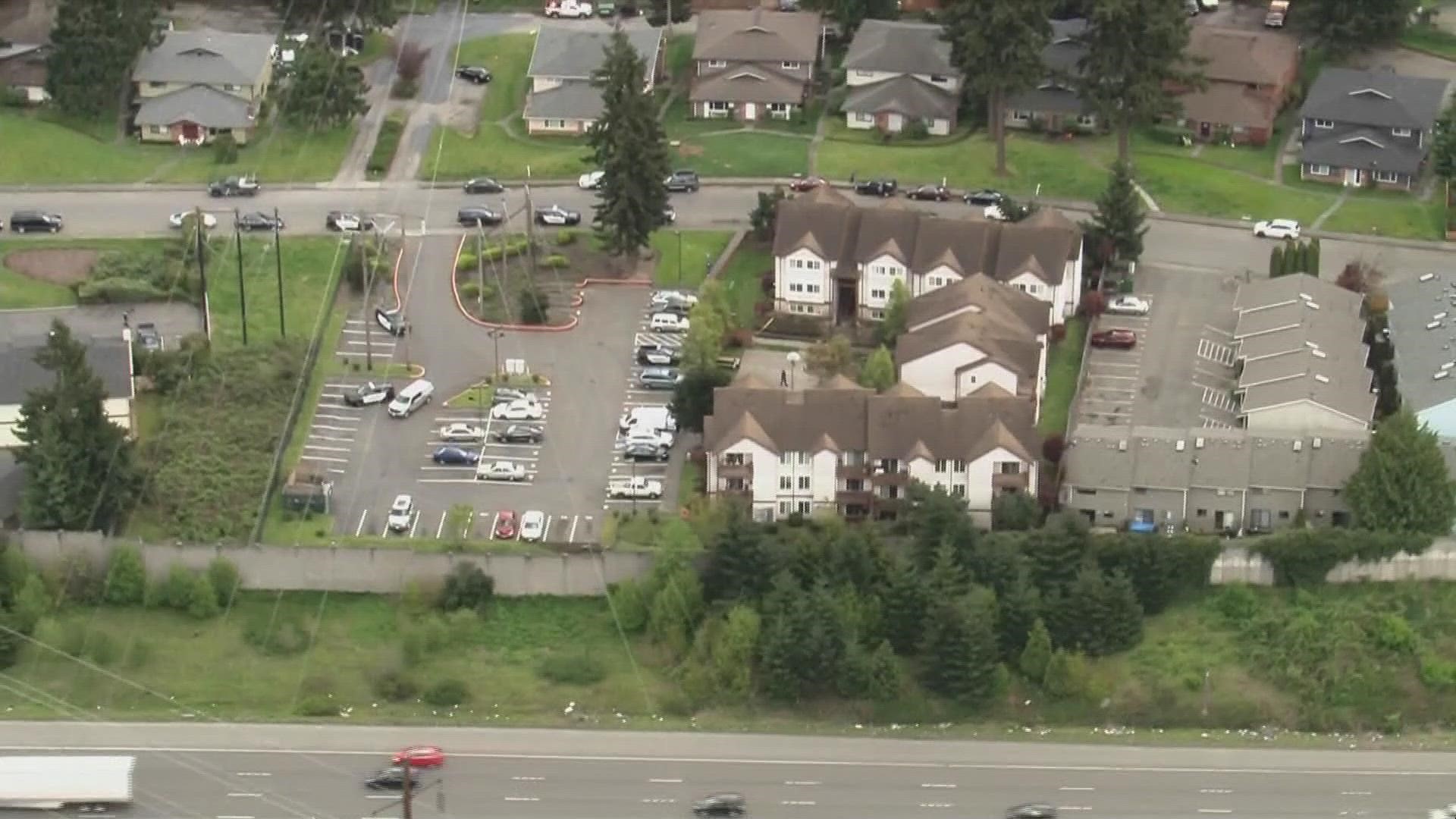 One man was critically injured in a shooting at an apartment building in Everett on April 26, 2022.