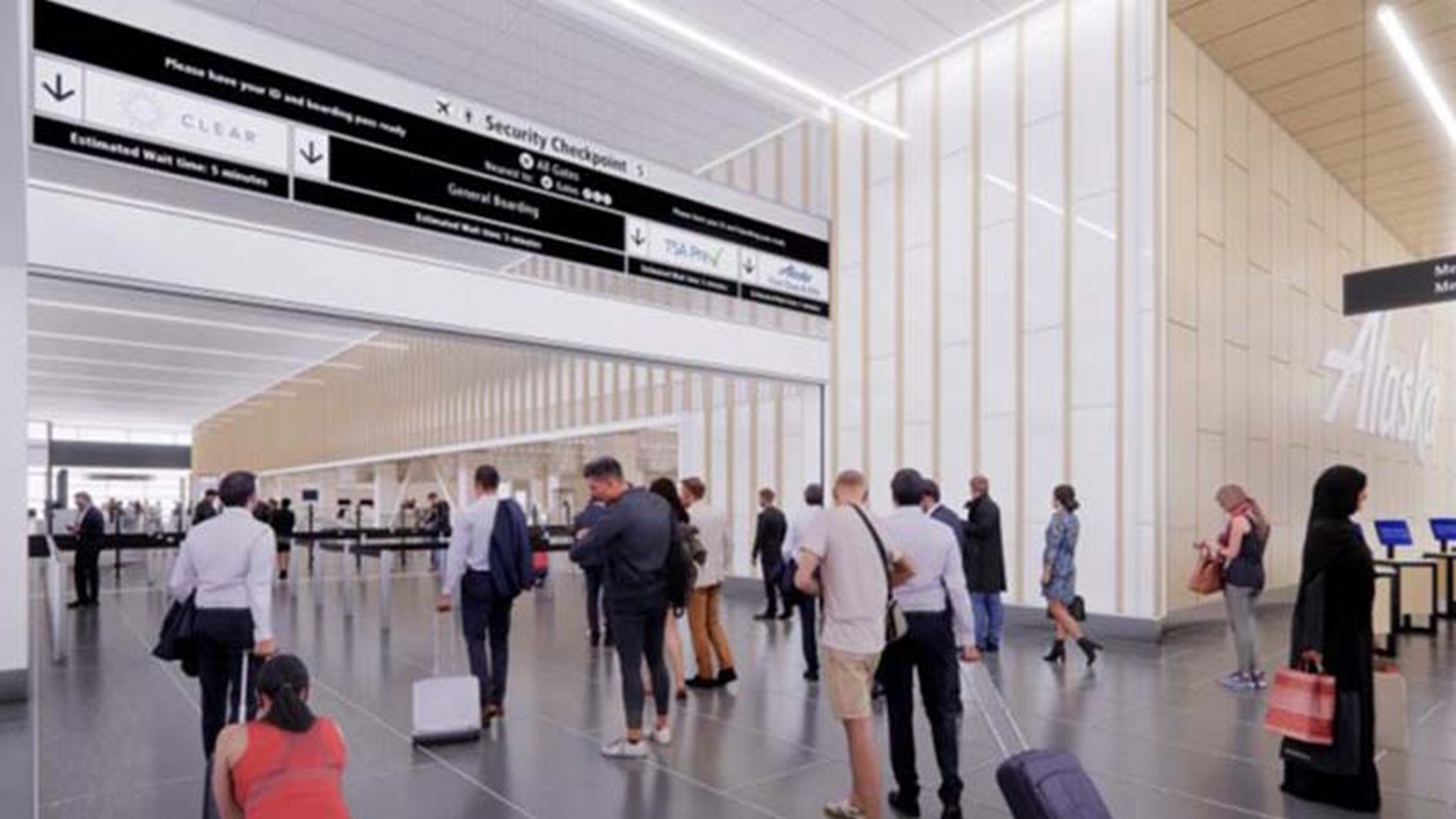 Security lines in the north end terminal will increase to six lanes, which the airport hopes will improve passenger processing.