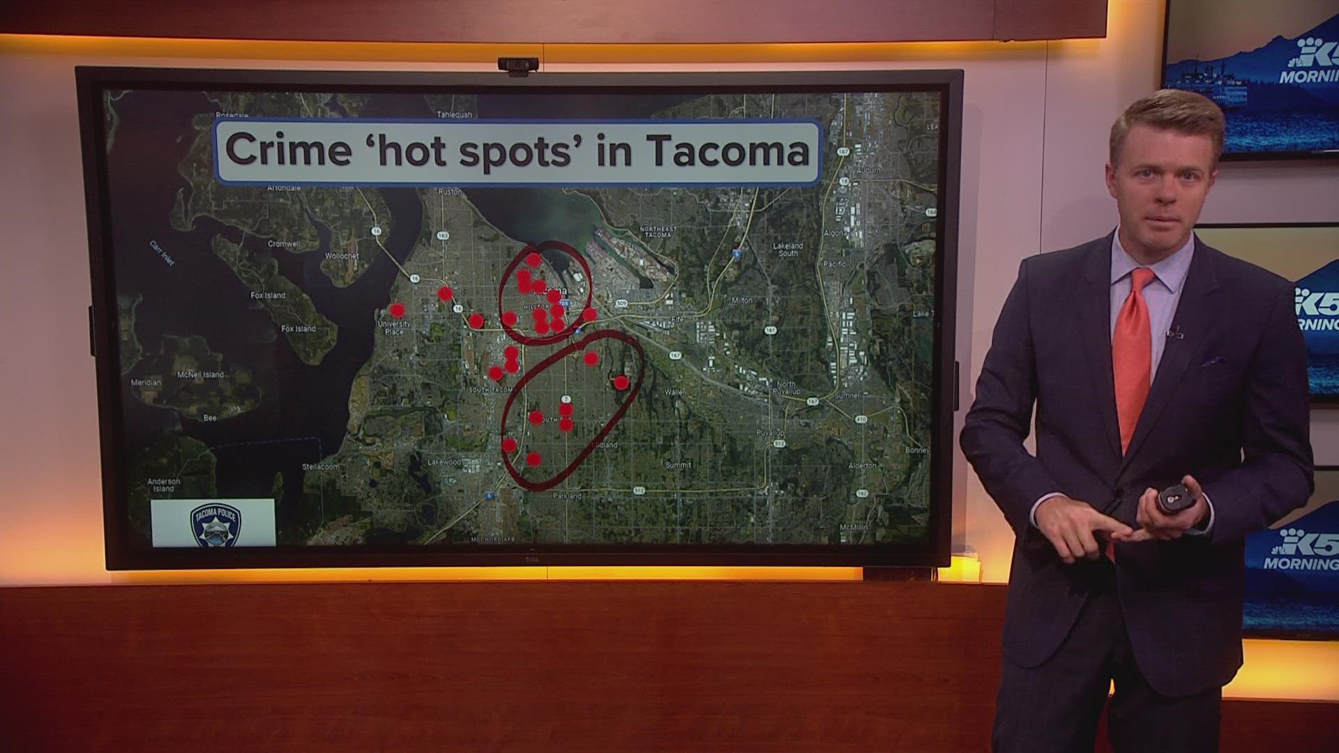 Tacoma's Hilltop and Sector 4, north of Parkland and east of I-5, are the most troublesome areas for crime