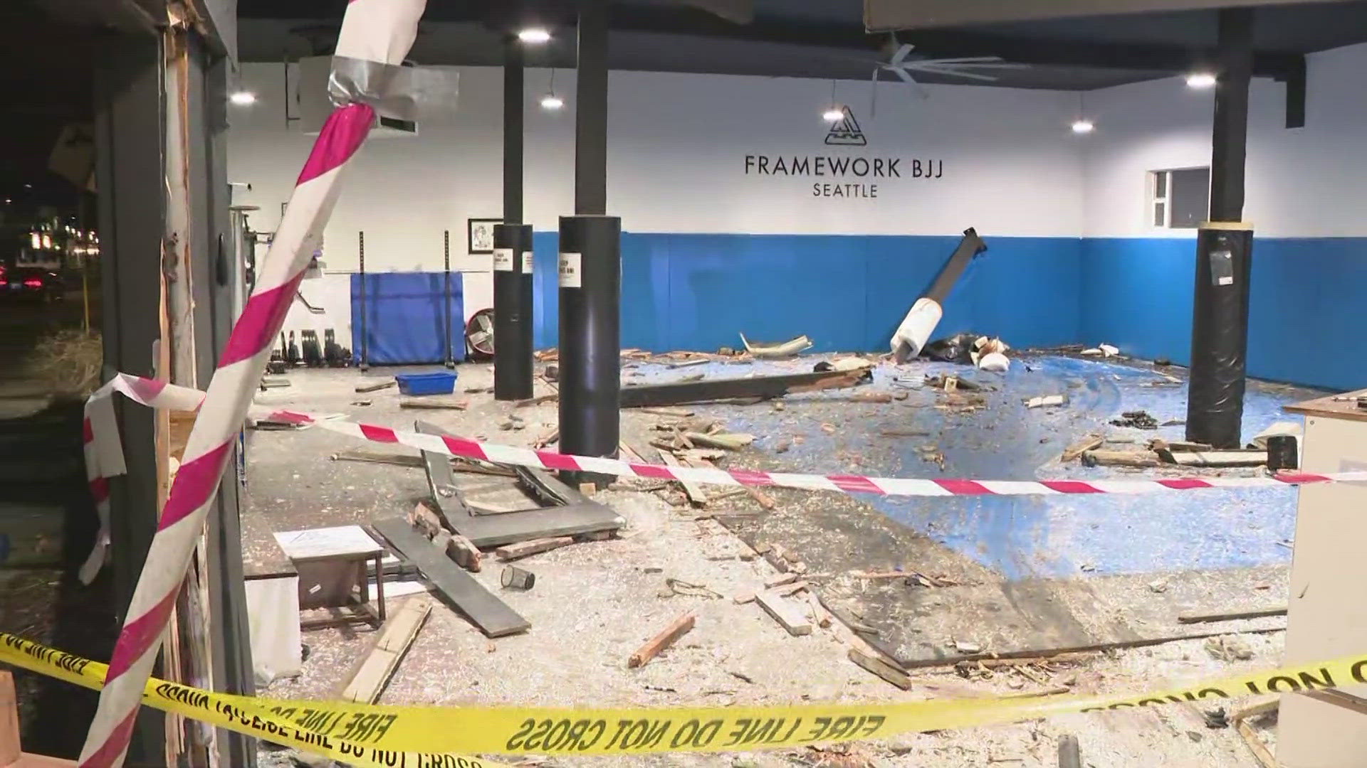 An SUV drove straight through the front of Framework Jiujitsu Studio in Seattle's Interbay neighborhood early Friday morning