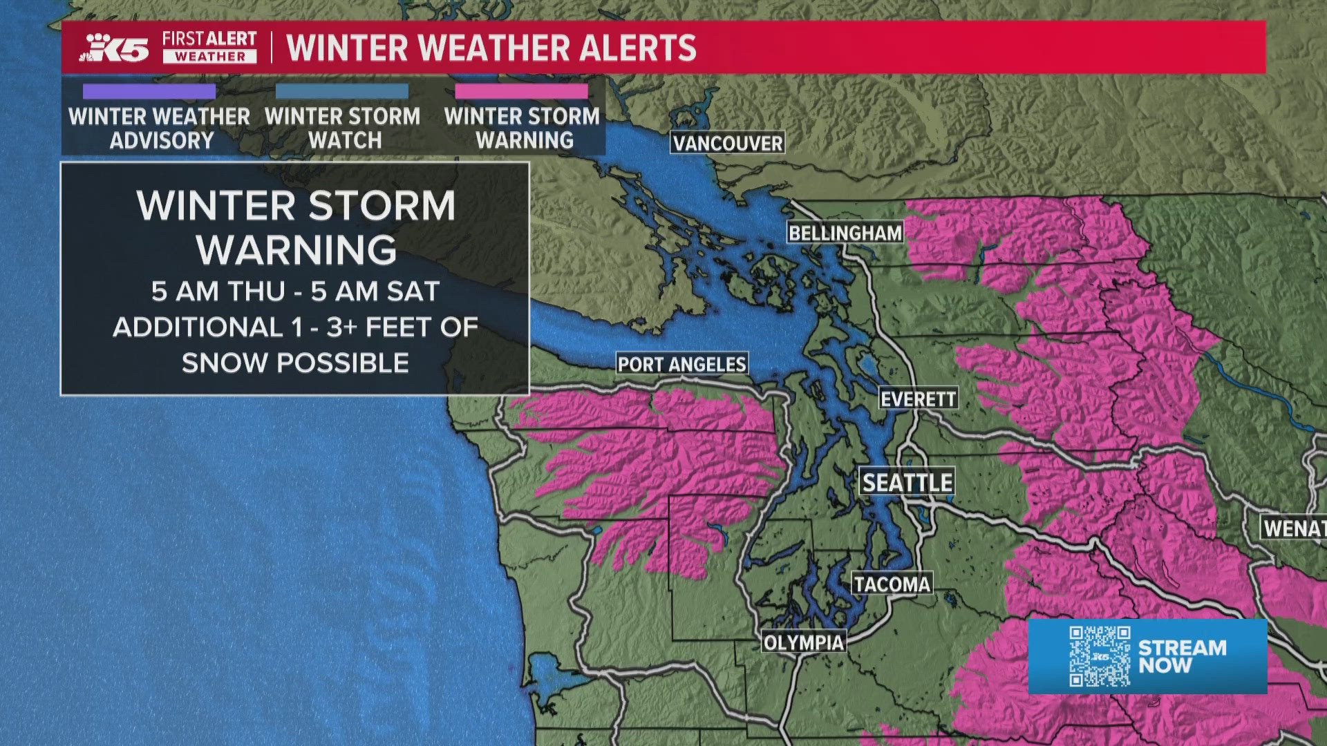 Light accumulation of lowland snow possible | KING 5 Extended Weather ...