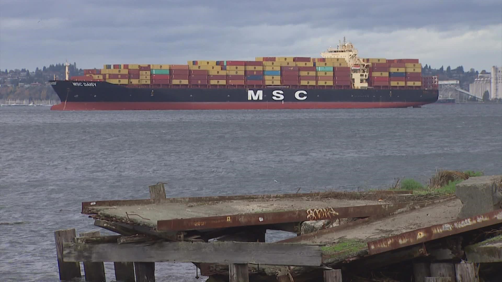 The U.S. Coast Guard in Seattle is opening up more places for large container ships to get out of severe weather.