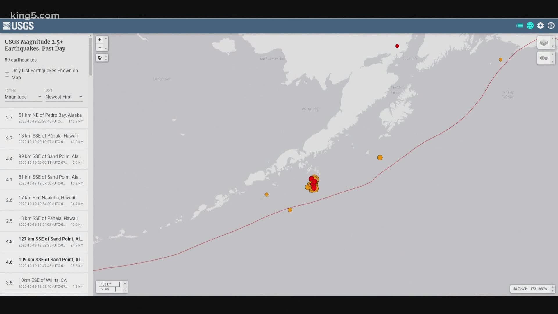 If the earthquake was bigger than a 7.5 in Alaska, it could have had an impact on Washington.