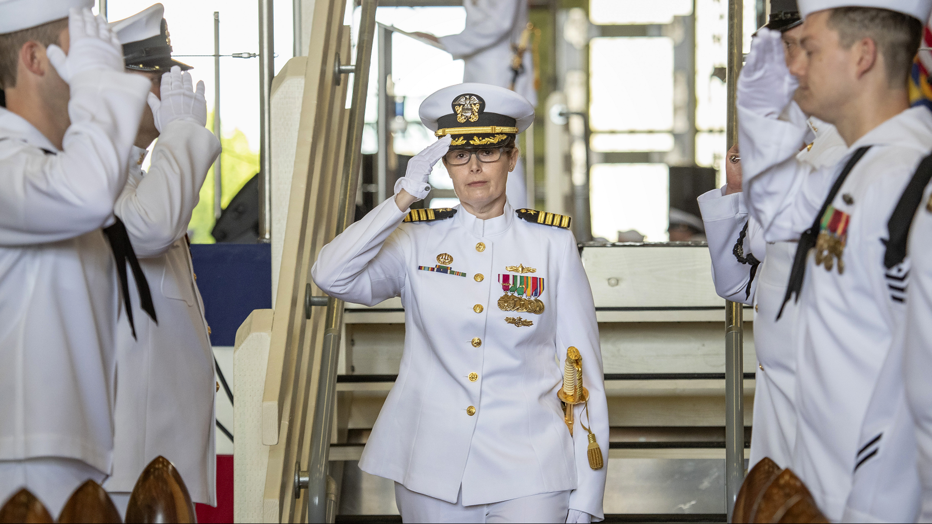 Captain Dianna Wolfson replaced Captain Howard Markle as Commander at the change of command ceremony on June 12. Captain Wolfson is now the first woman to command a Navy shipyard, ever.