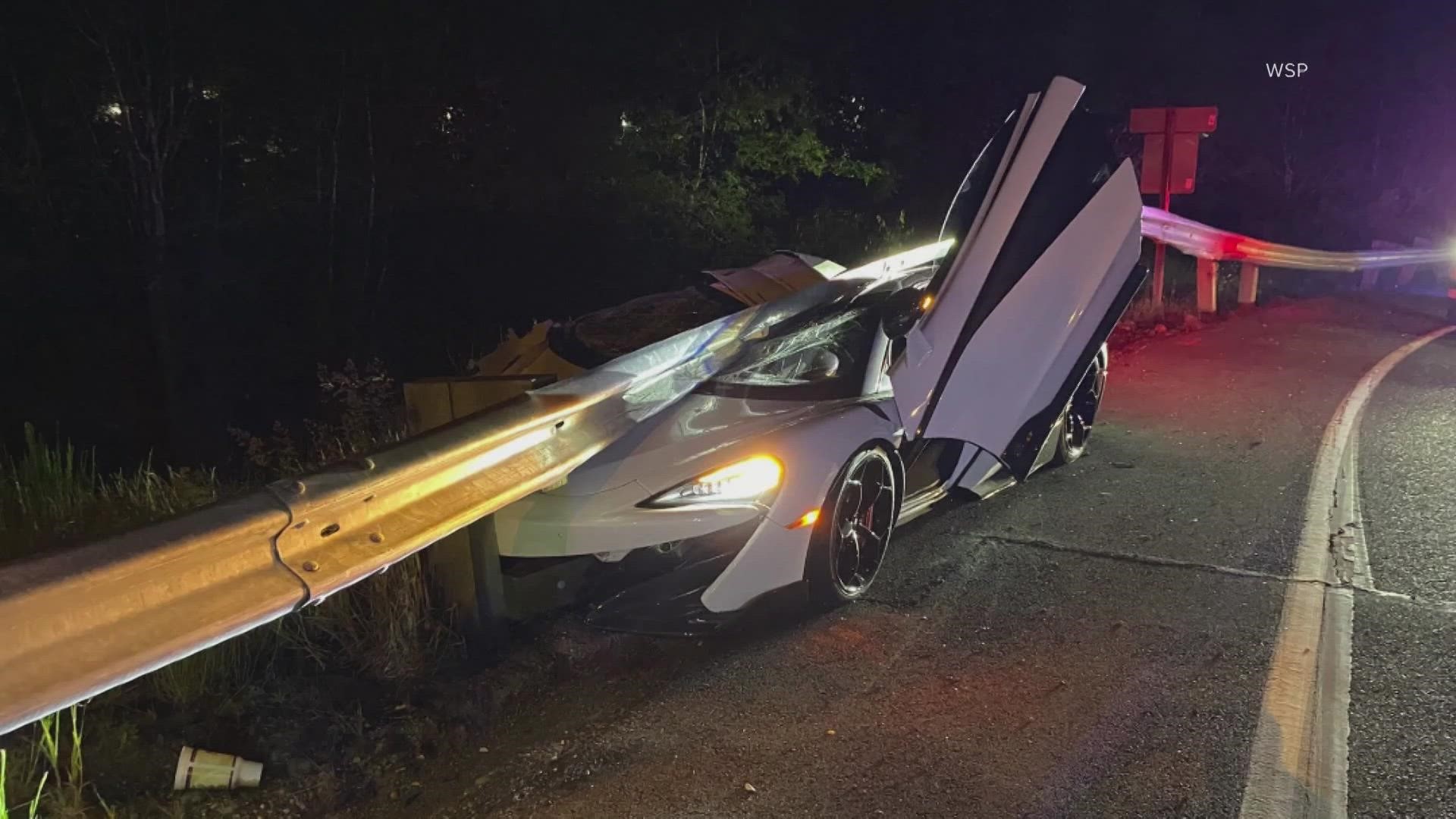 The $259,000 car was left crashed into a guard rail on eastbound state route 5-12 near Portland Ave.