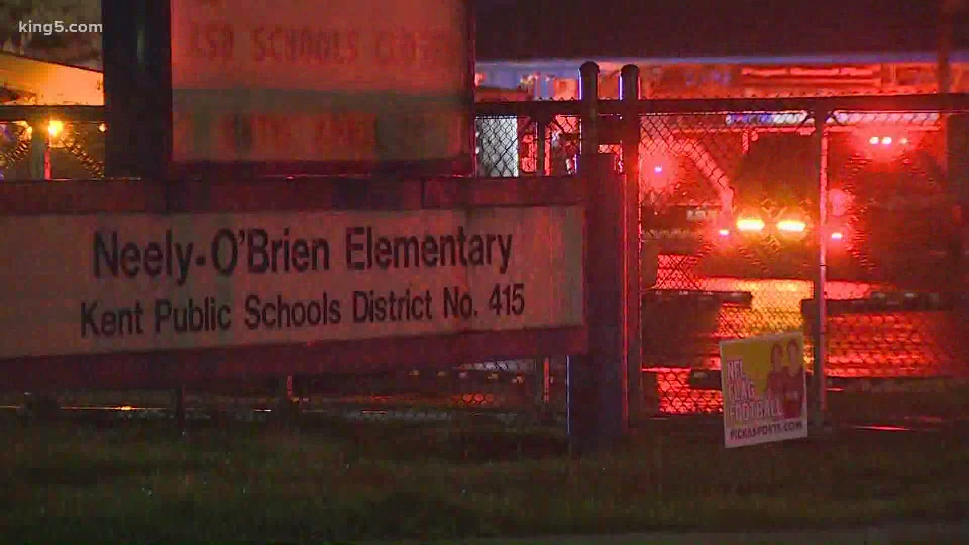 Firefighters with the Puget Sound Regional Fire Authority made quick work of a roof fire at a Kent elementary school Wednesday morning.