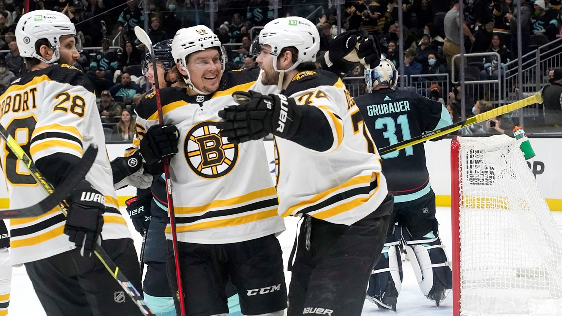 Jake DeBrusk Scores Twice As Bruins Top Kraken 3-2 In OT | King5.com