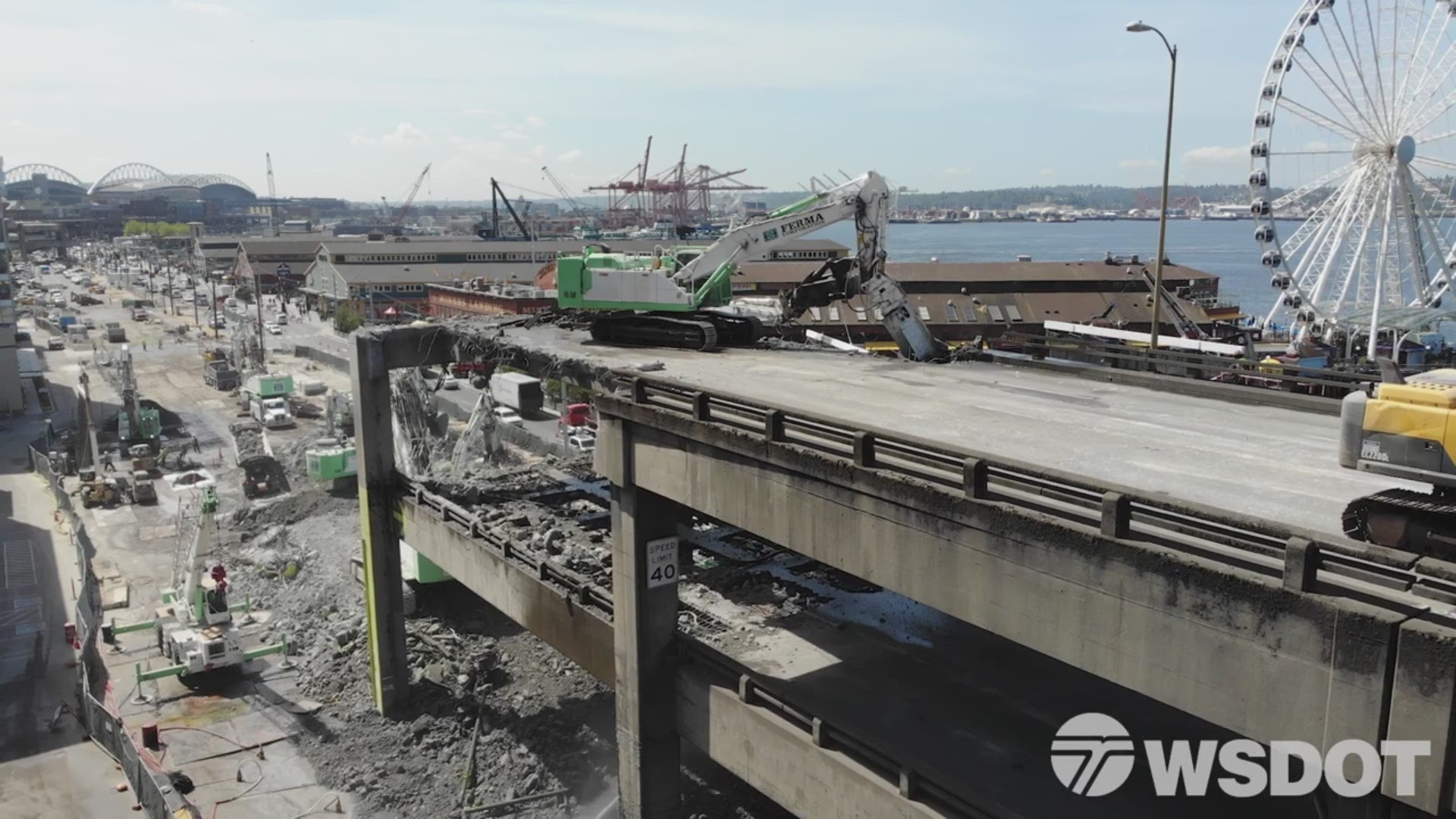 Video from WSDOT shows a behind-the-scenes look at the viaduct demolition that continues along Seattle's waterfront.