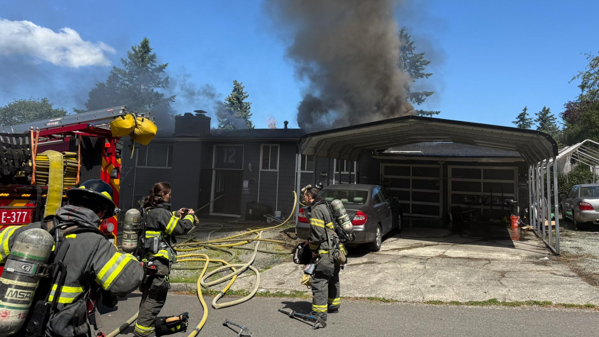 One dog killed, three people evaluated after Kent house fire | king5.com