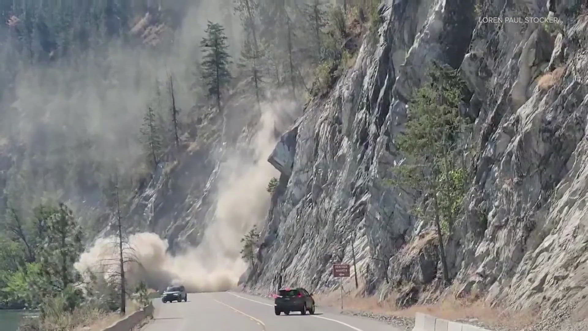 A witness said he was driving his tow truck to the state park when the rock slide happened at about 10 a.m.