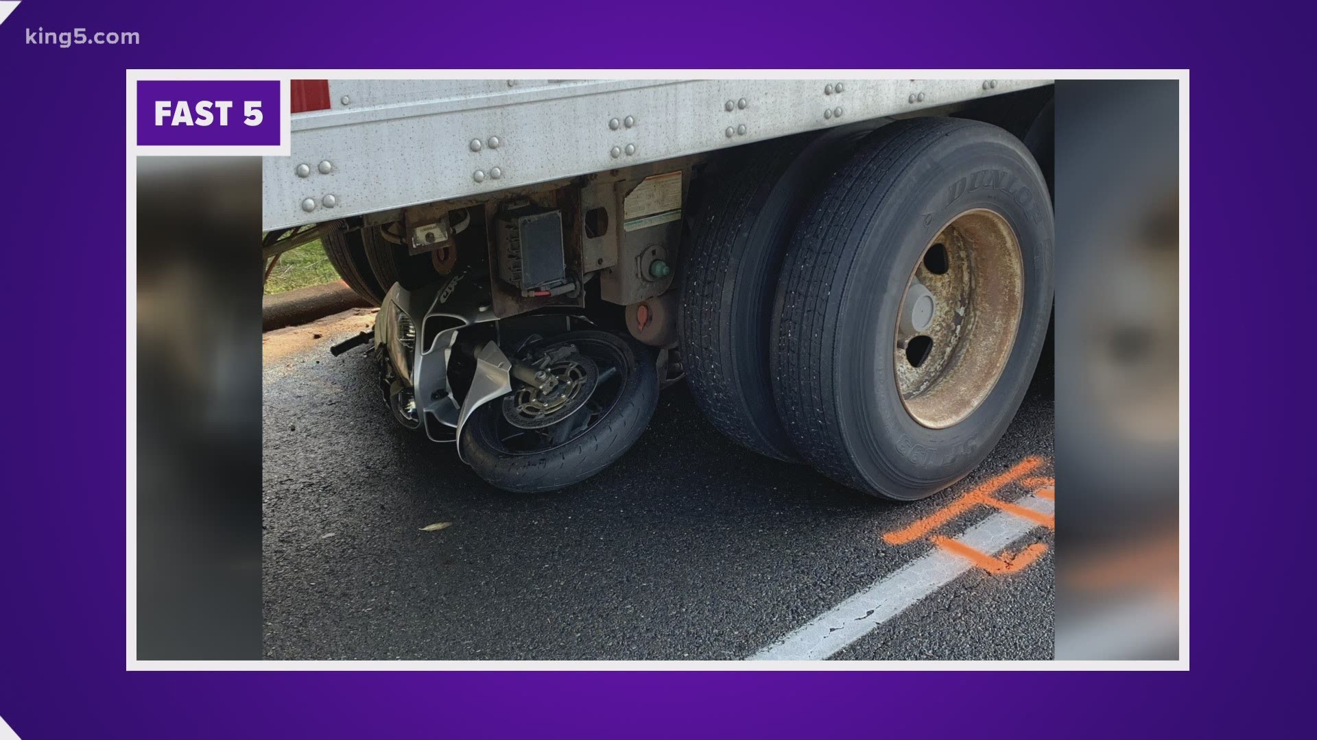 Washington State Patrol believes there were two semi-trucks involved and one did not stop, making the collision a hit-and-run. Troopers are investigating.