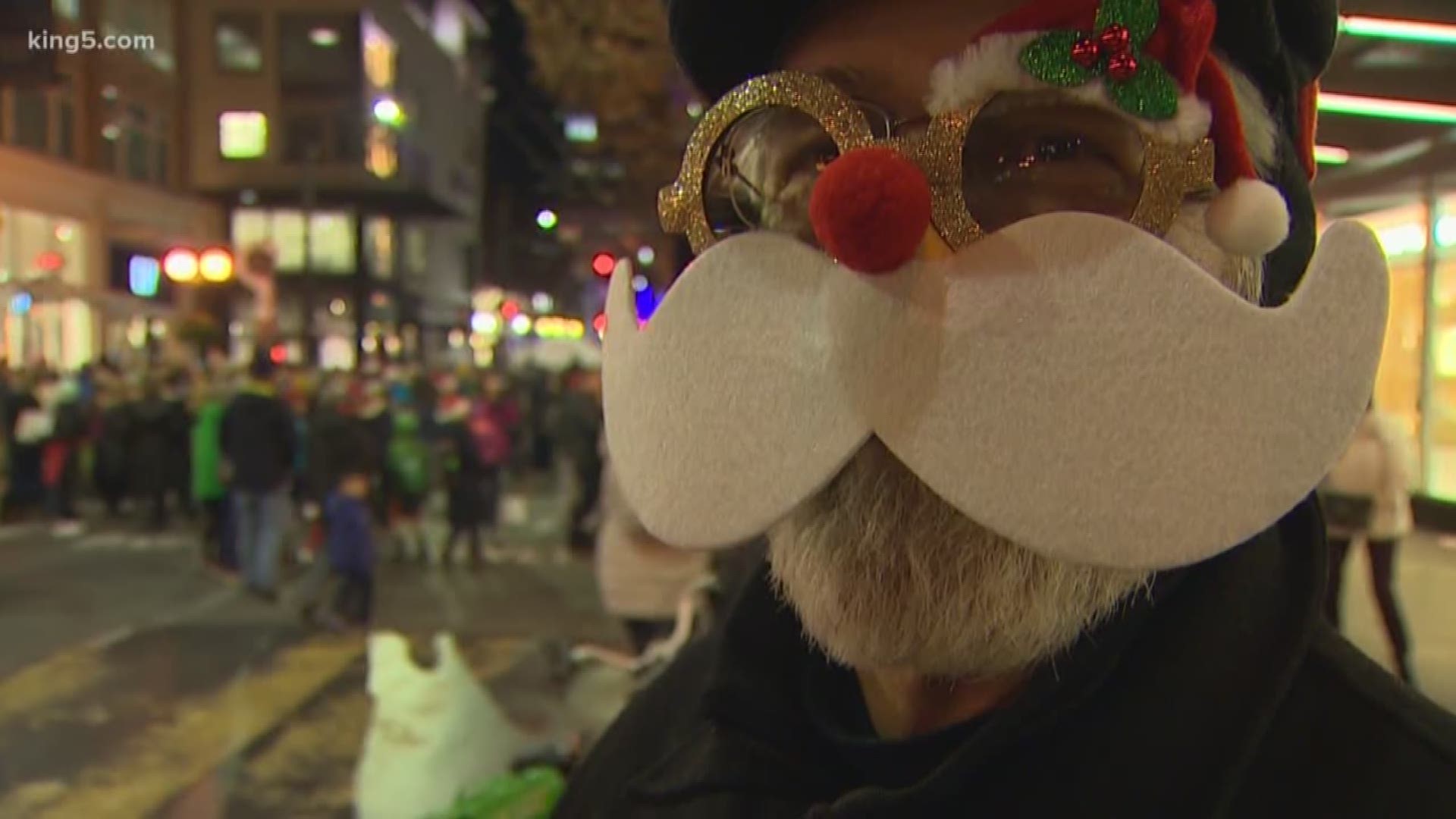 Thousands took to the streets of Seattle for the 32nd annual 'Great Figgy Pudding Caroling Competition' Friday night. The event raises money to benefit the Pike Place Market Senior Center and Food Bank.