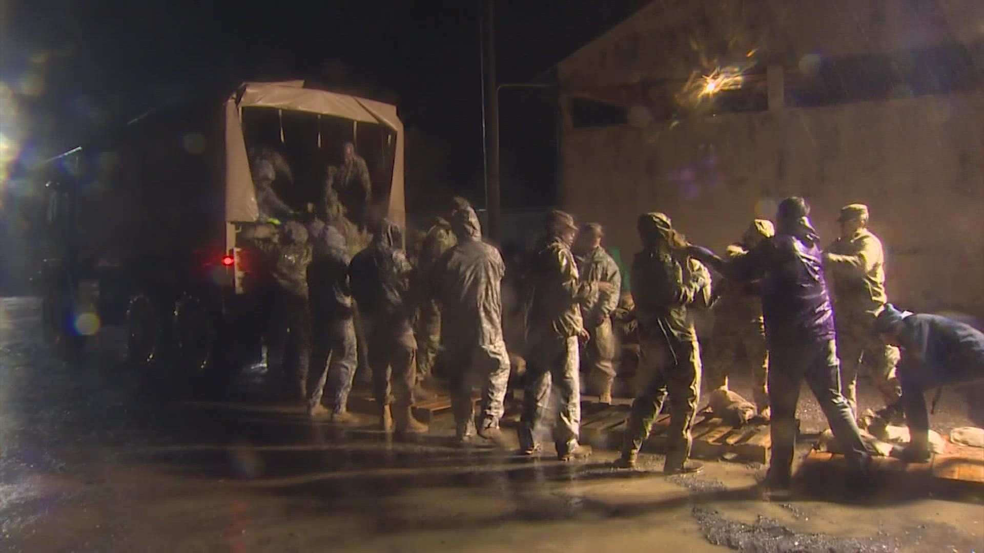 The Washington National Guard is in Whatcom County to assist local agencies with flood preparations and sandbagging.