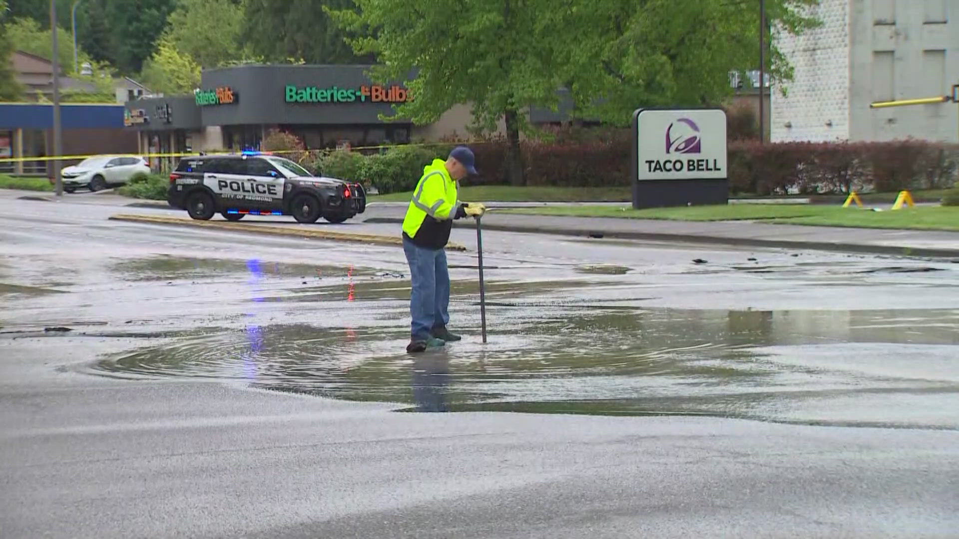 A water main break caused a "large sinkhole" to form at a Bellevue intersection. There is currently no water service in the area.