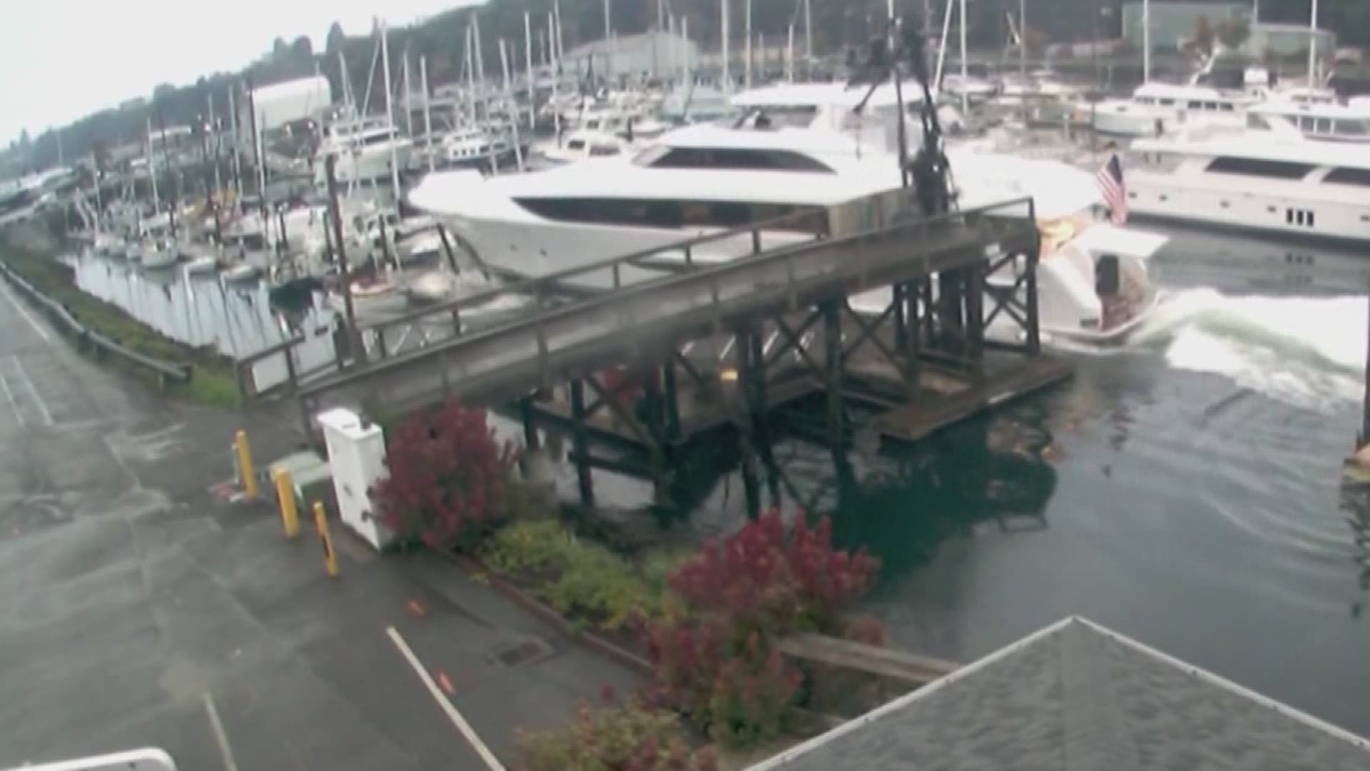 A new 125-foot yacht plowed into a dock and smaller boats at the Port Angeles Boat Haven in Washington on 10/7/19.