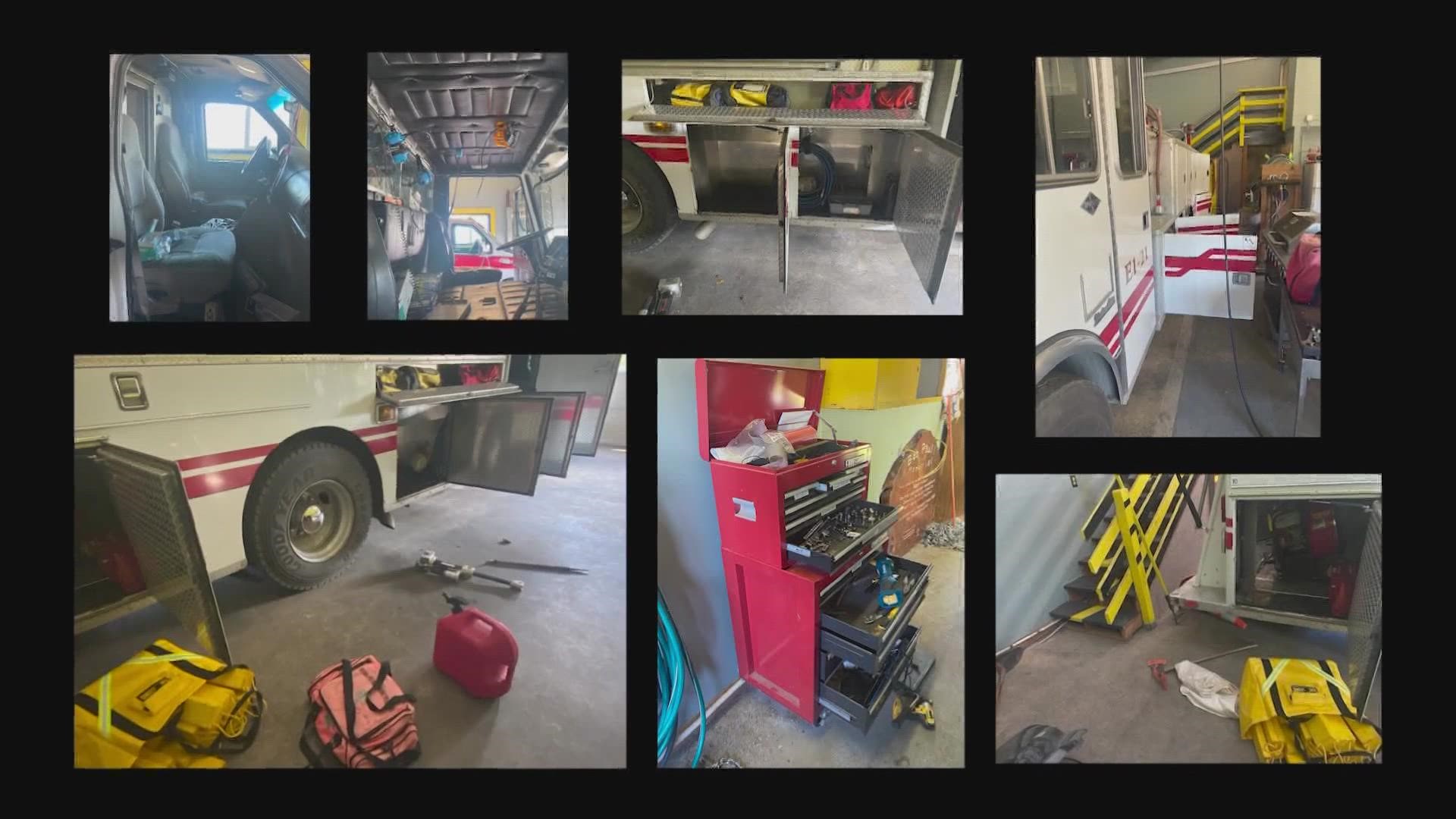 Assistant Chief Hedgers said various life-saving items were stolen including the jaws of life, radios, defibrillators, and rescue tools early Tuesday morning.