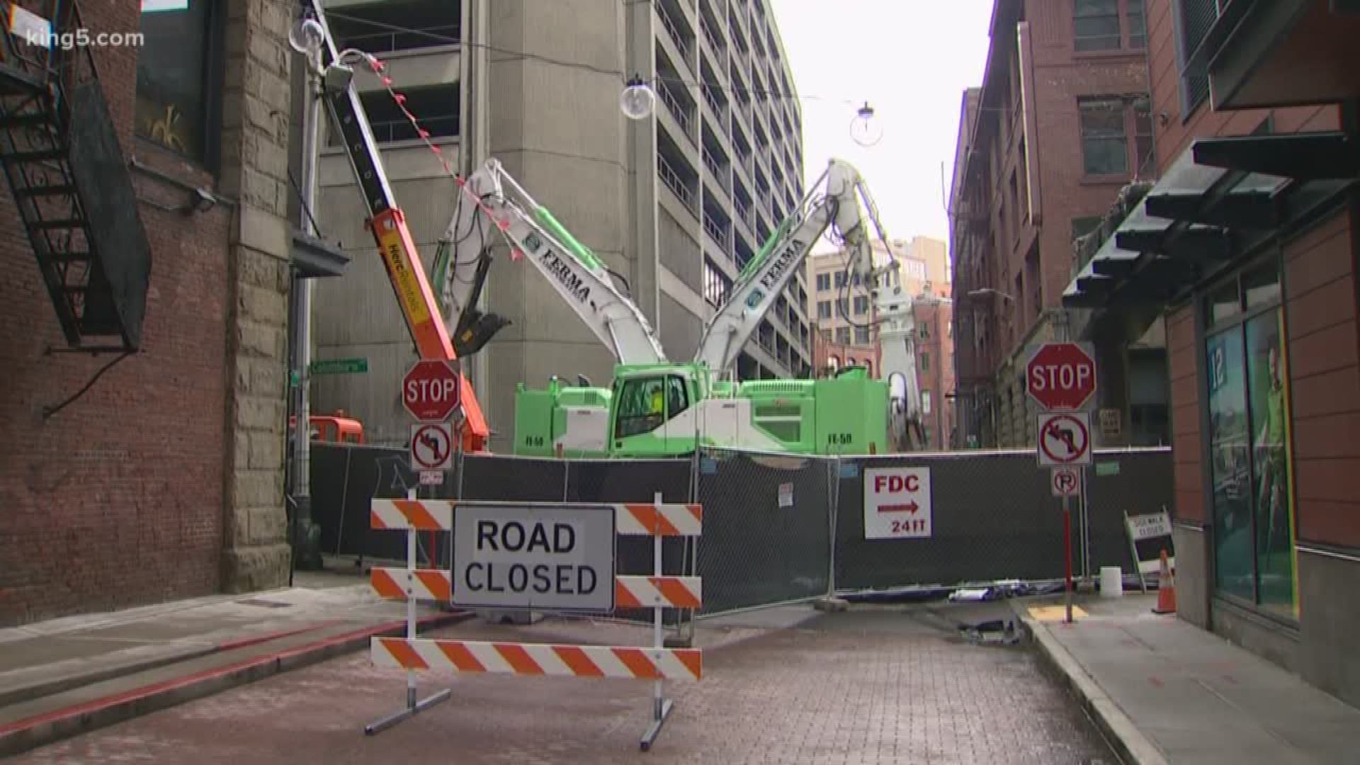 Workers are making progress with the viaduct demolition that is expected to take several months to complete. KING 5's Glenn Farley has a look at what's going on.