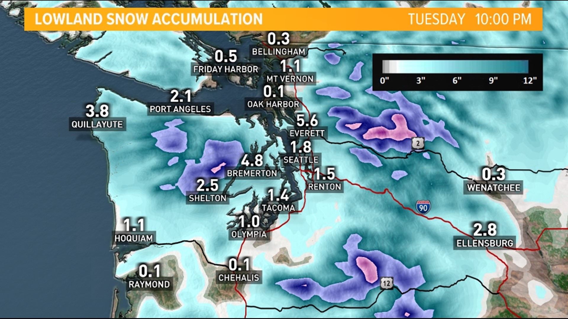 Seattle snow forecast western Washington snow possible this week